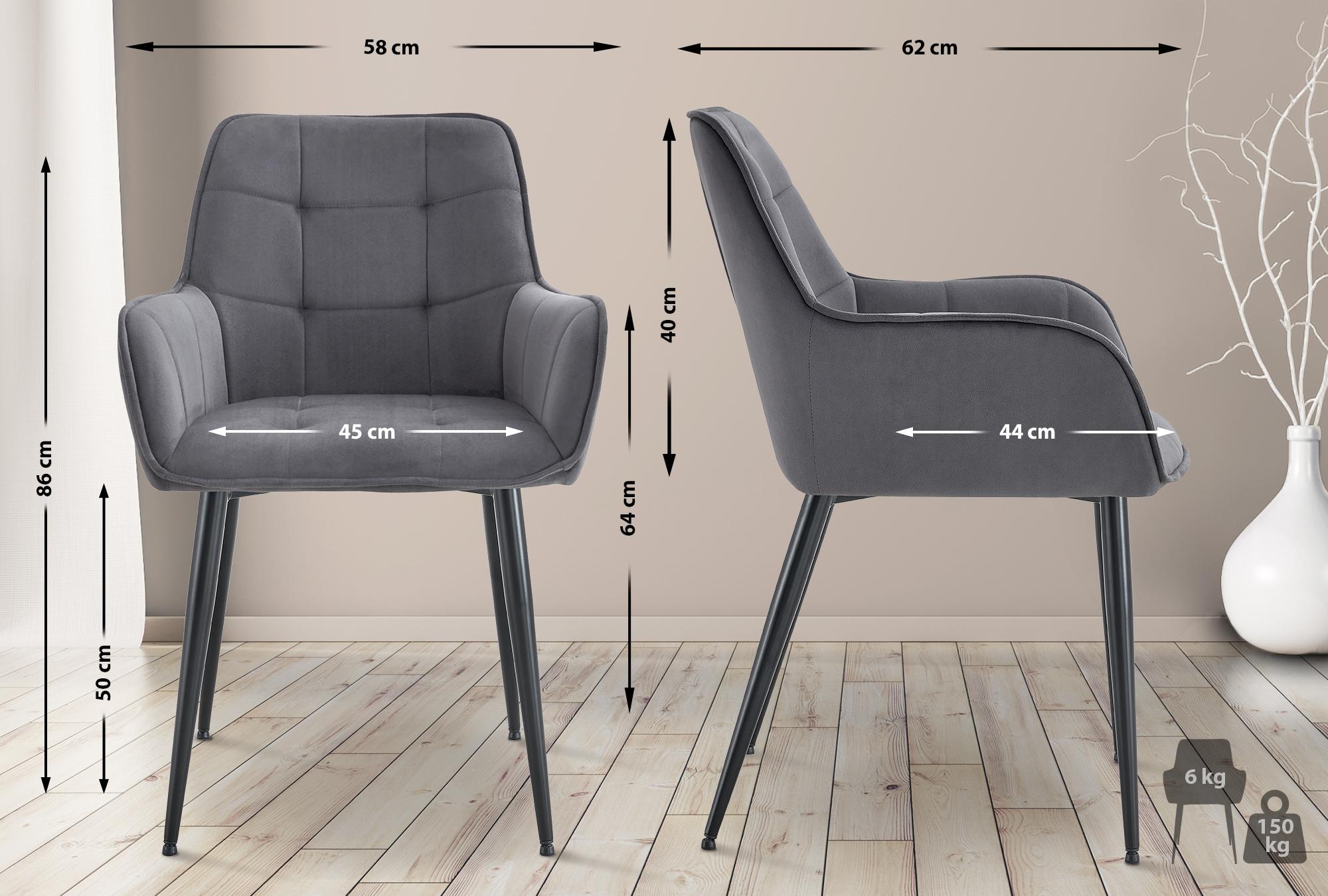Chaise de salle à manger Ferndale revêtement en velours