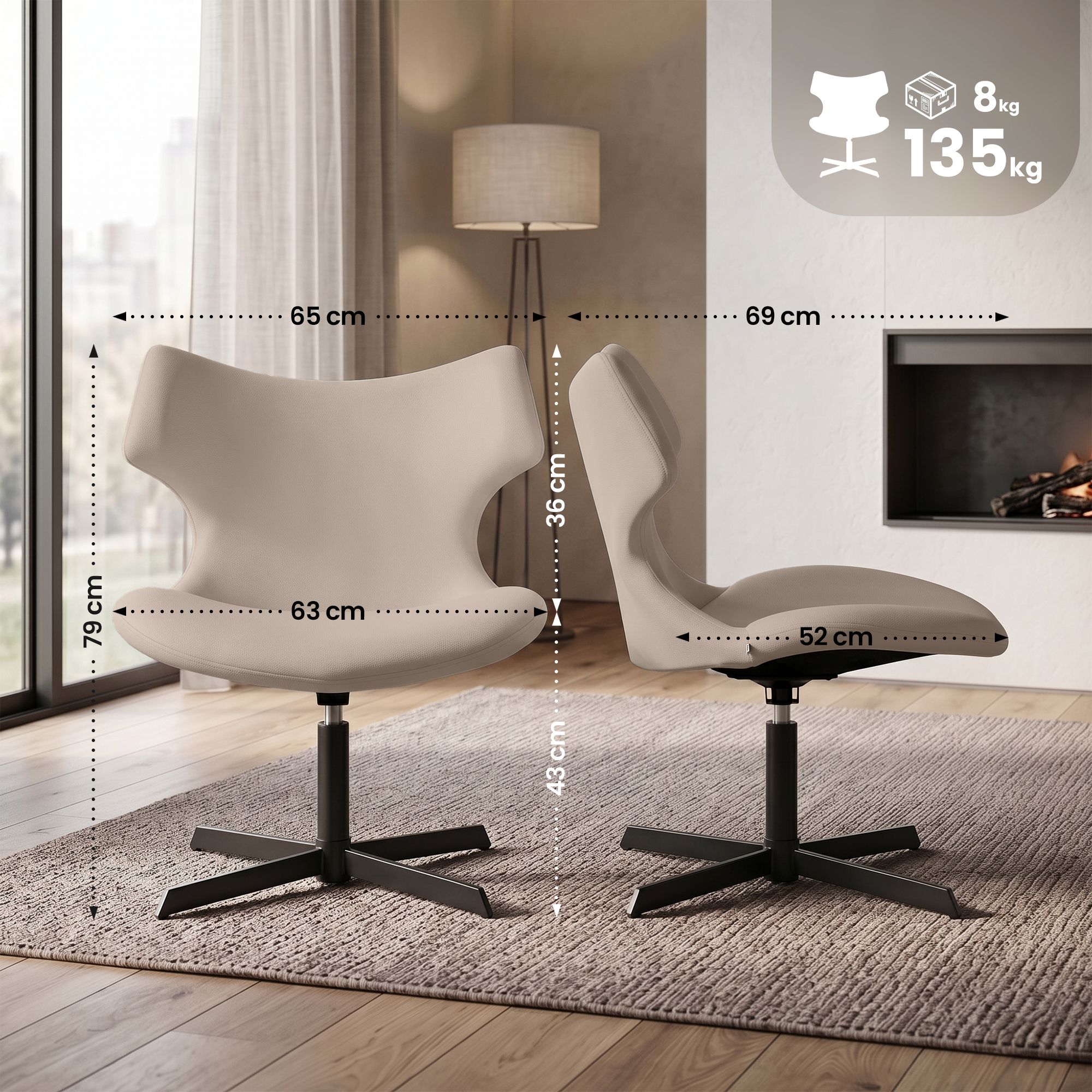 Lot de 2 fauteuils lounge Welland aspect cuir