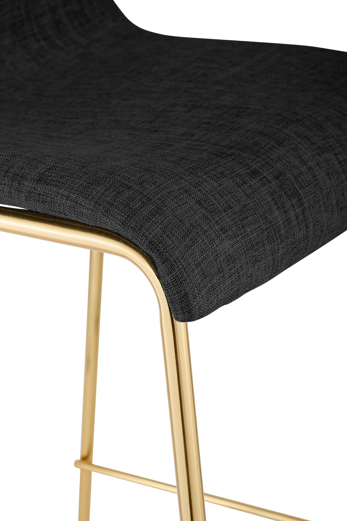 Lot de 2 Tabourets de bar Hover en tissu, piètement quatre pieds doré
