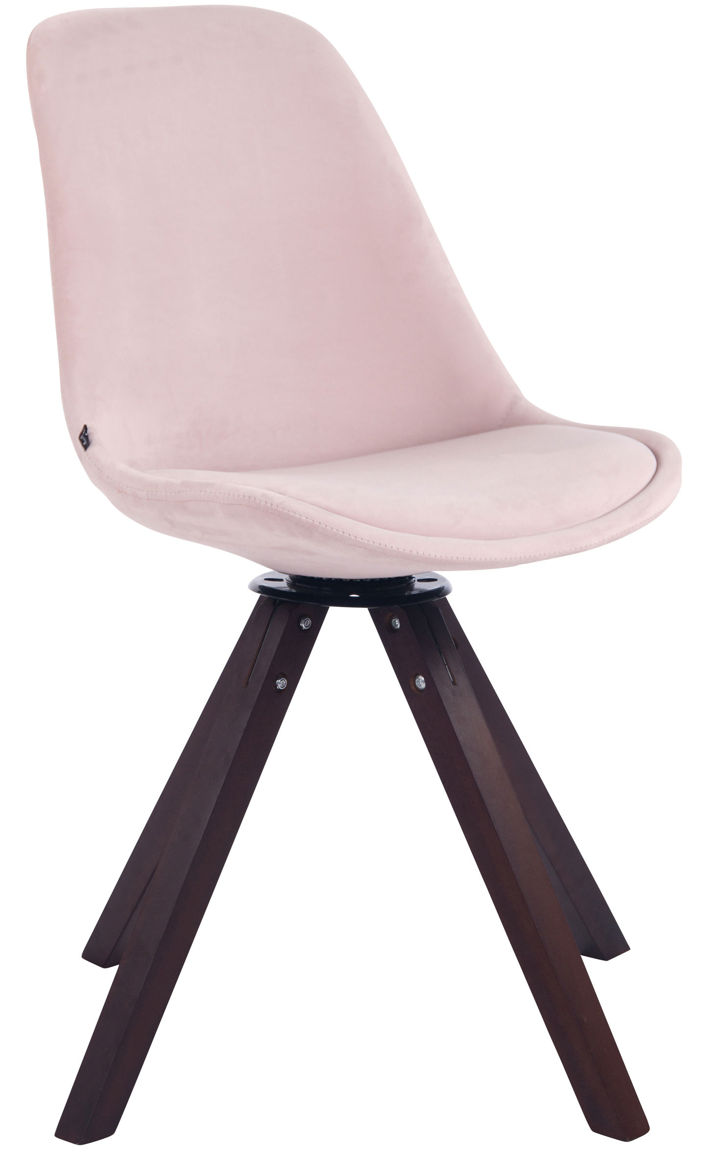 Chaise visiteur Troyes en velours avec piétement Carré en bois de hêtre ou de chêne