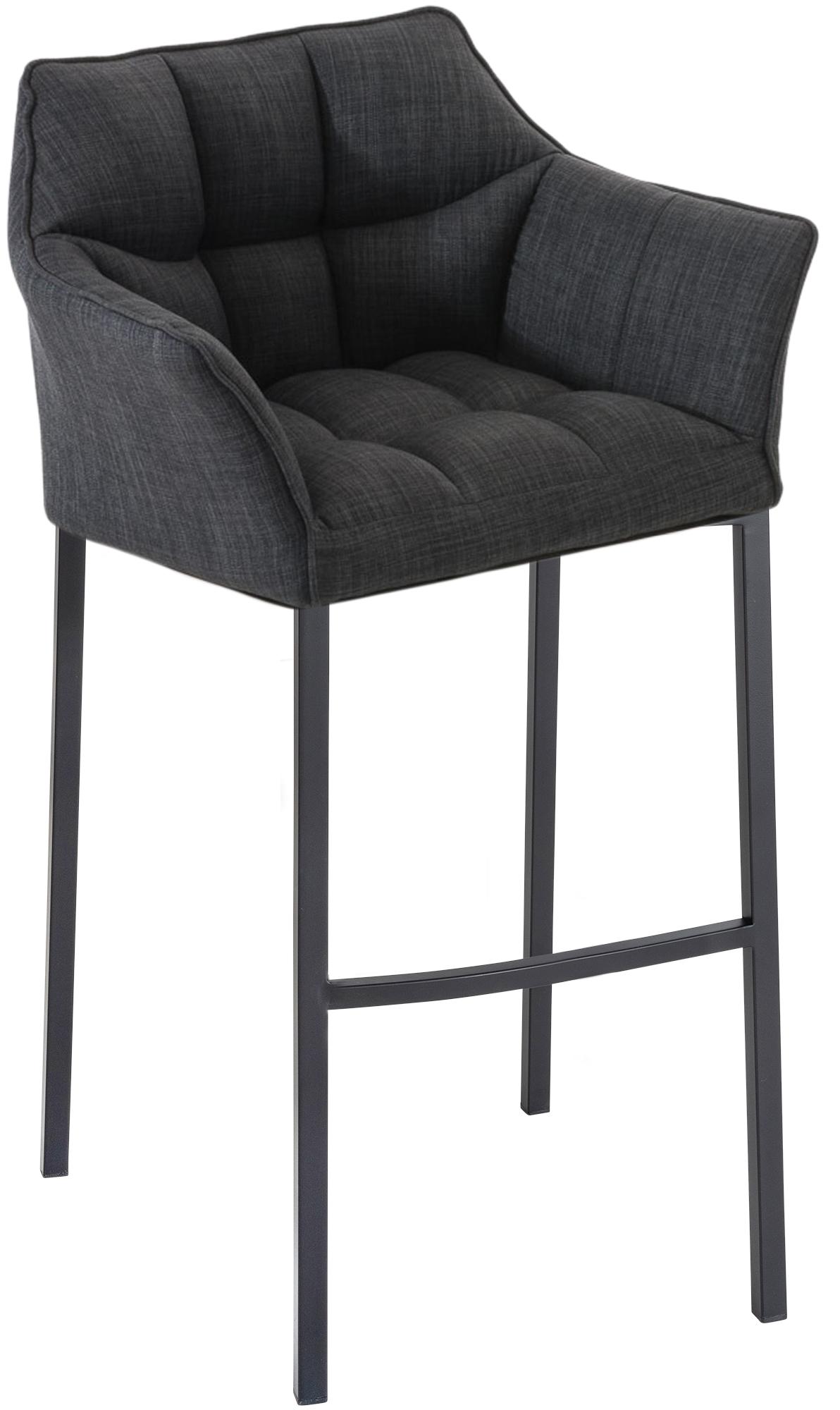 Tabouret de bar Damaso en tissu avec cadre à quatre pieds