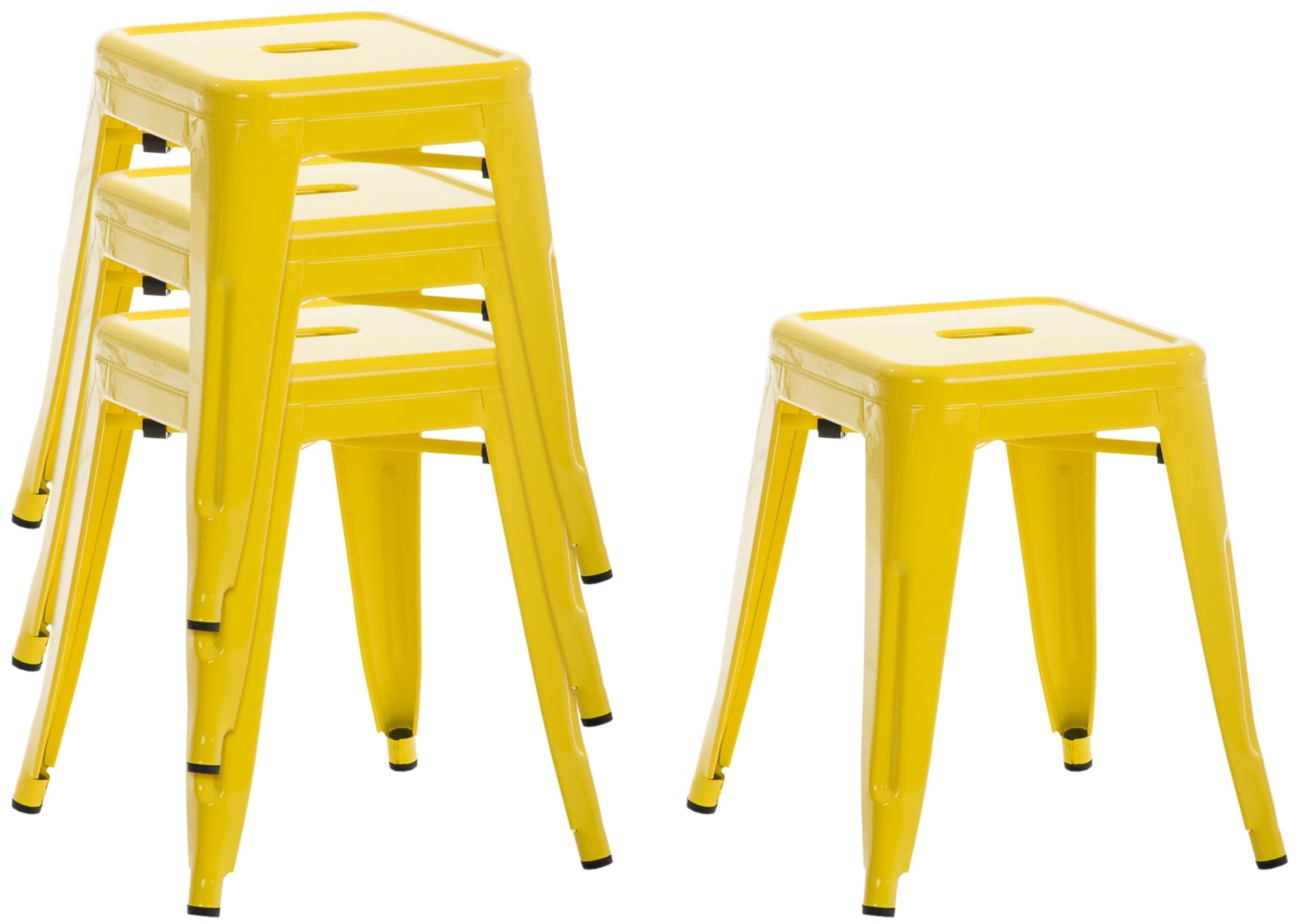 Lot de 4 tabourets bas au style industriel Armin en métal