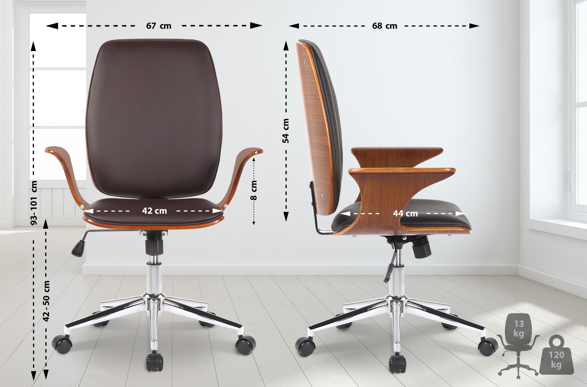 Fauteuil de bureau Burbank avec coque d'assise en bois