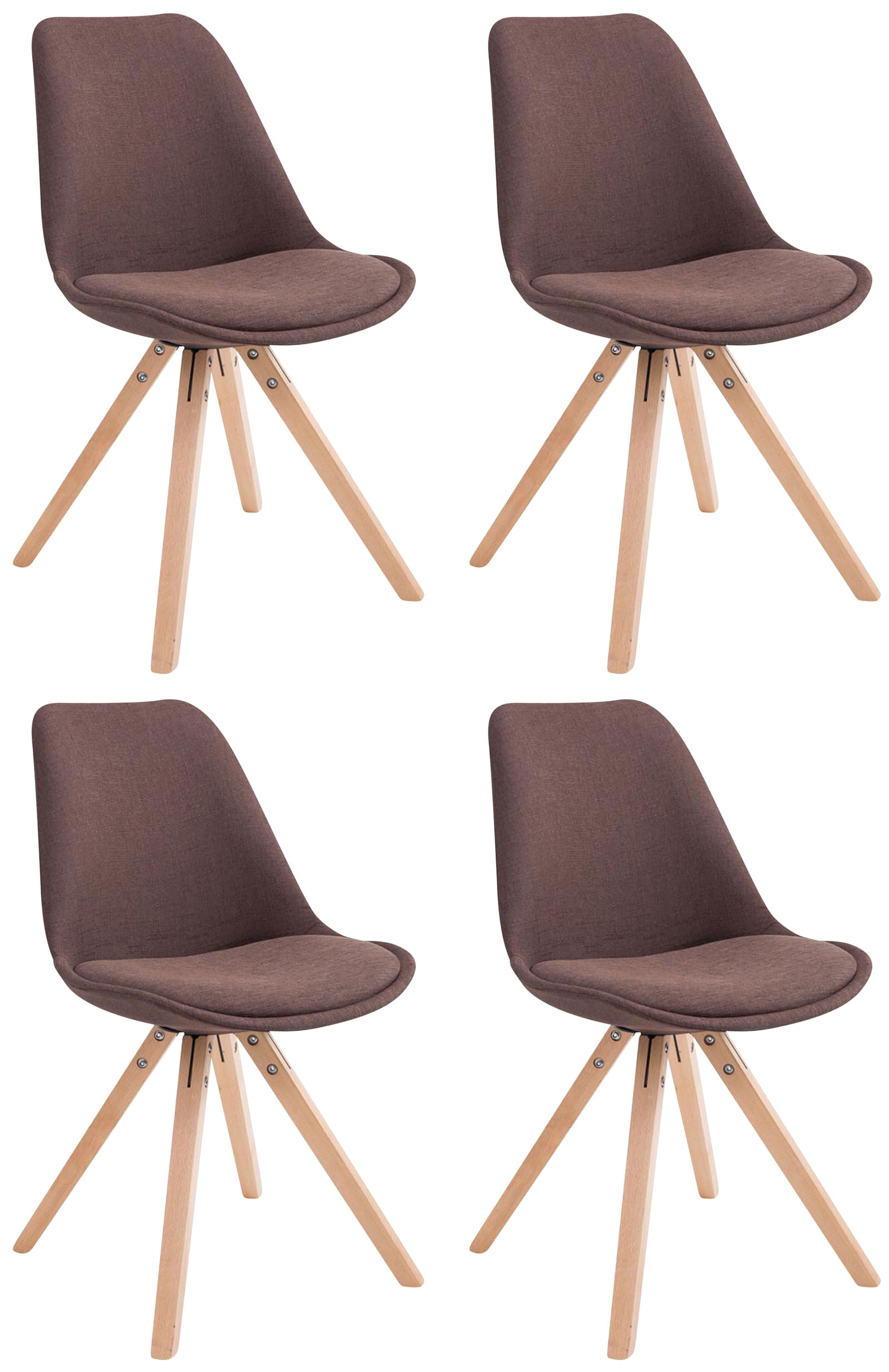 Lot de 4 Chaises de salle à manger Toulouse Tissu Pieds carrés bois
