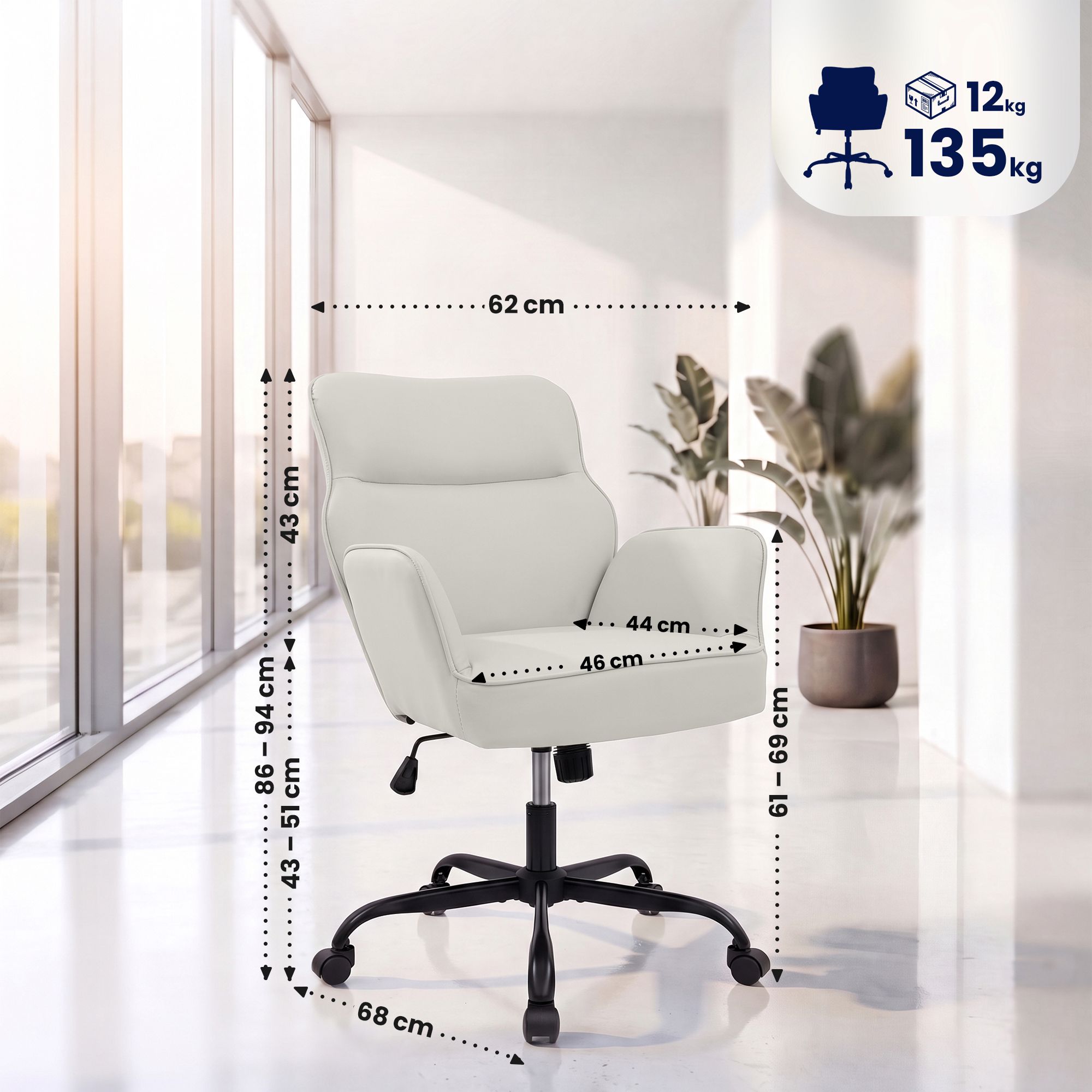 Chaise de bureau Amado aspect cuir