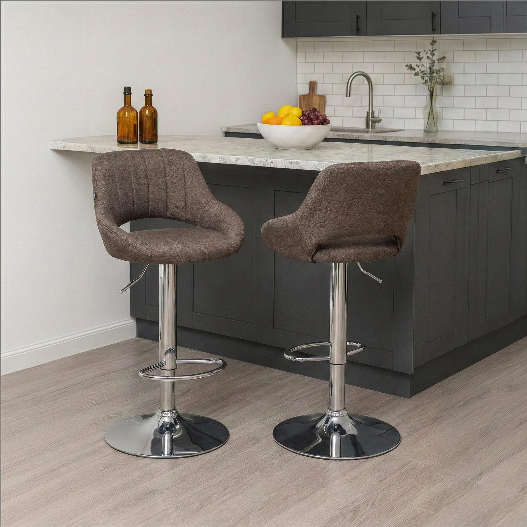 Lot de 2 tabourets de bar Milet en tissu