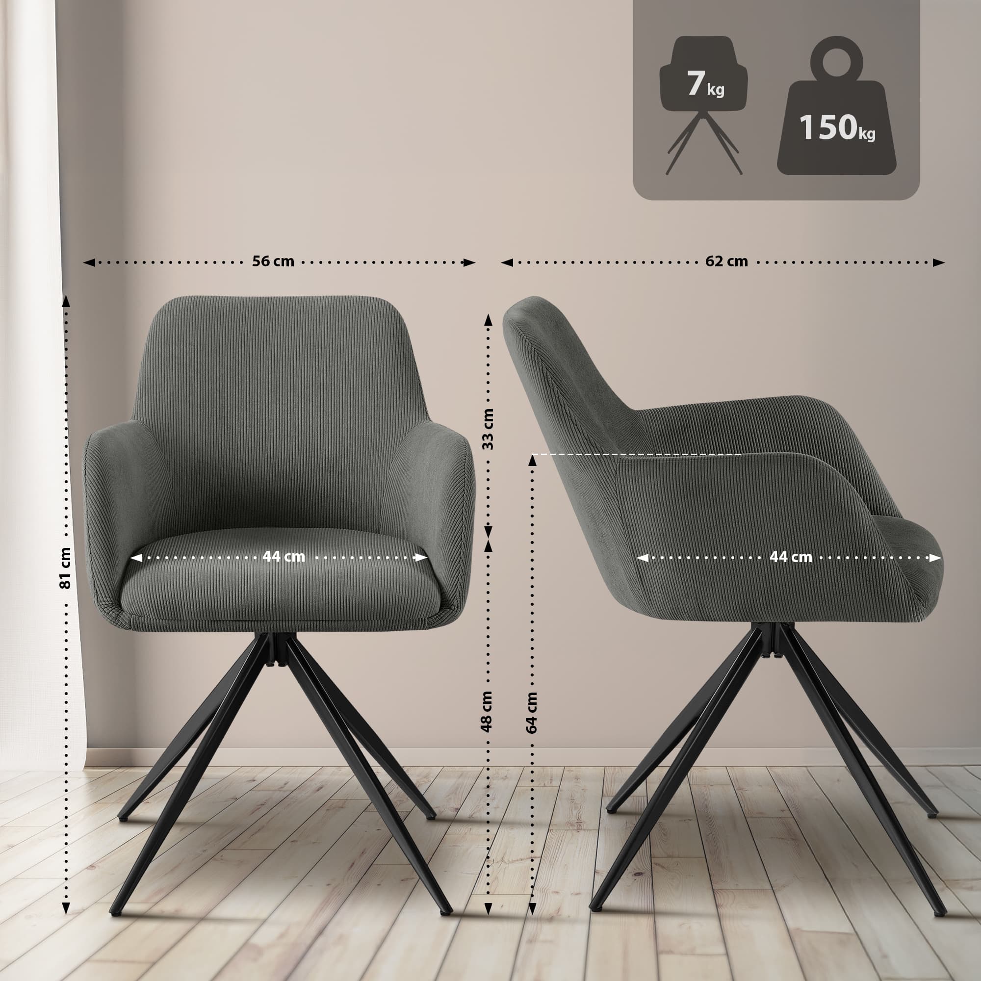 Chaise de salle à manger Olema Cord