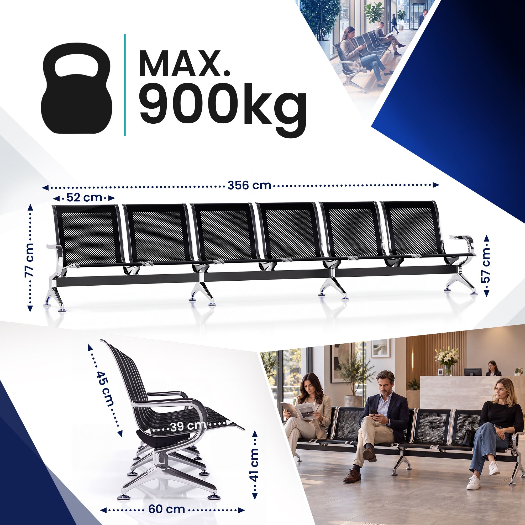 Banc d'attente Airport 6 places