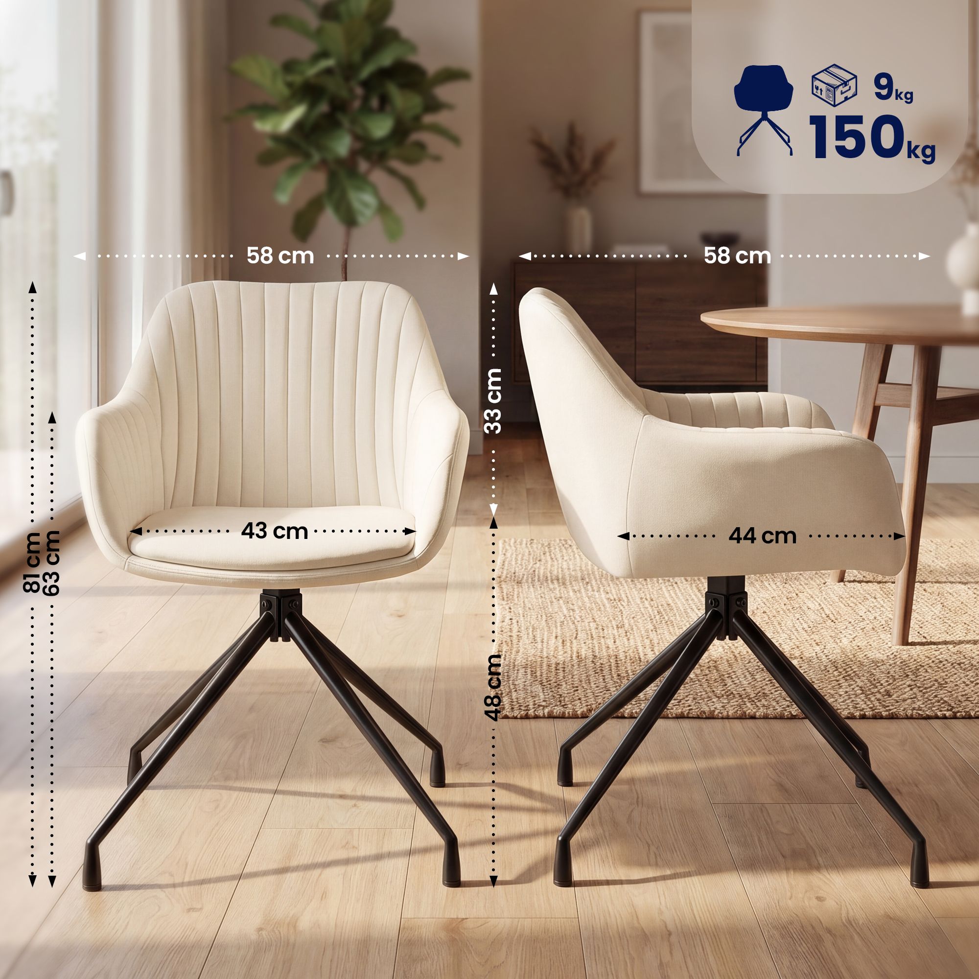 Lot de 2 chaises de salle a manger Novanis