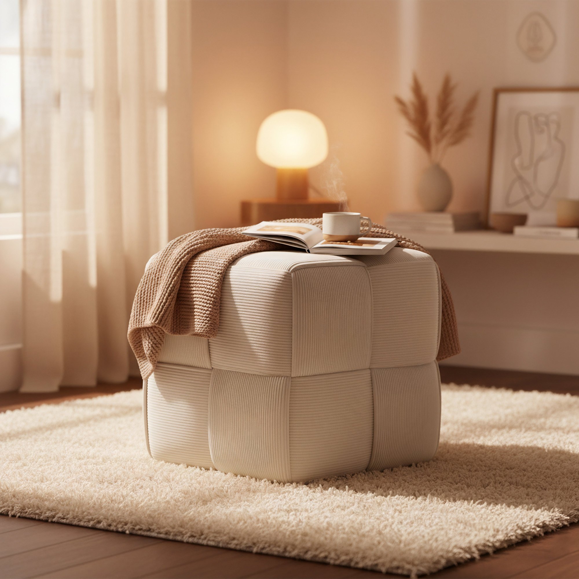 Tabouret en velours côtelé Forinta confortable et design