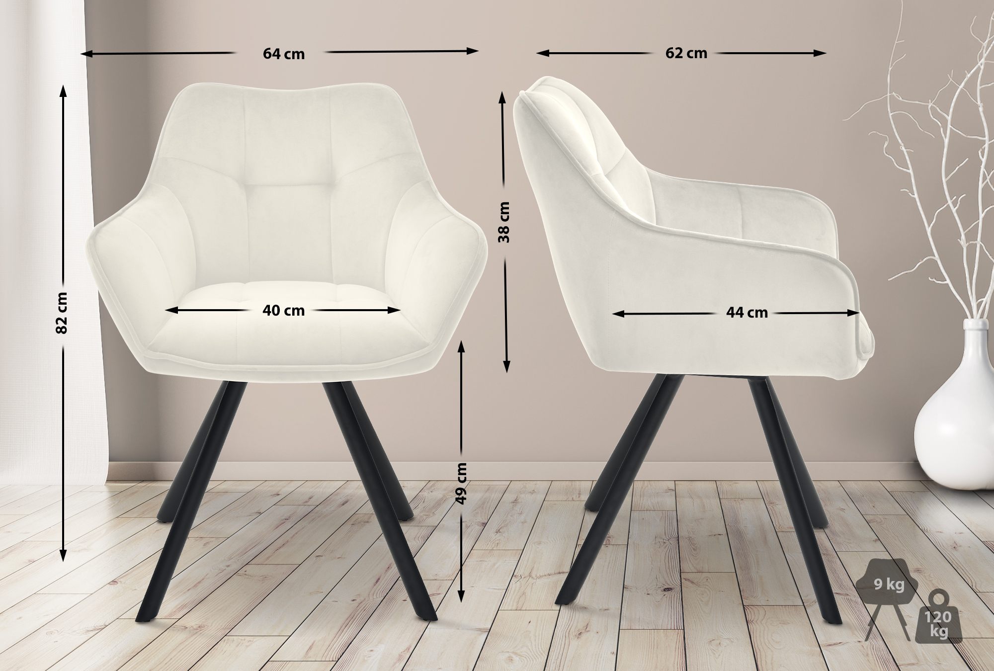 Lot de 2 chaises de salle à manger Scott