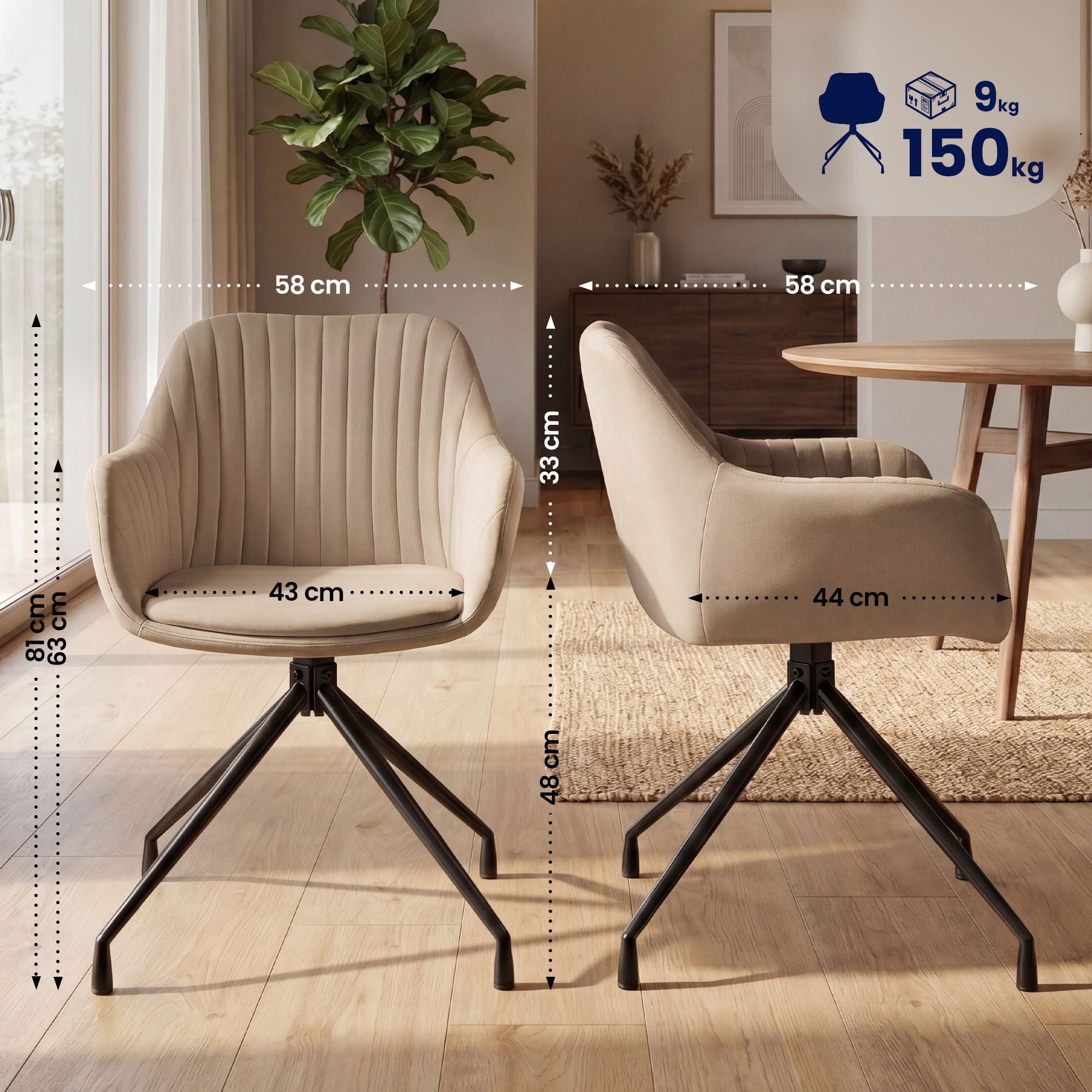 Lot de 2 chaises de salle a manger Novanis