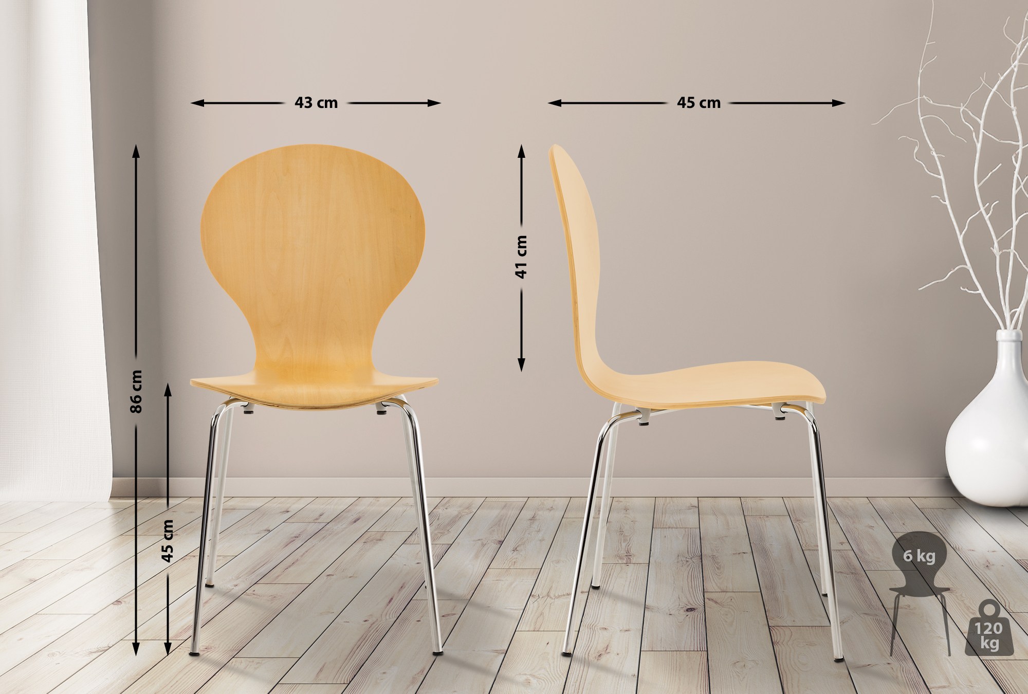 Lot de 8 chaises de visiteur Diego