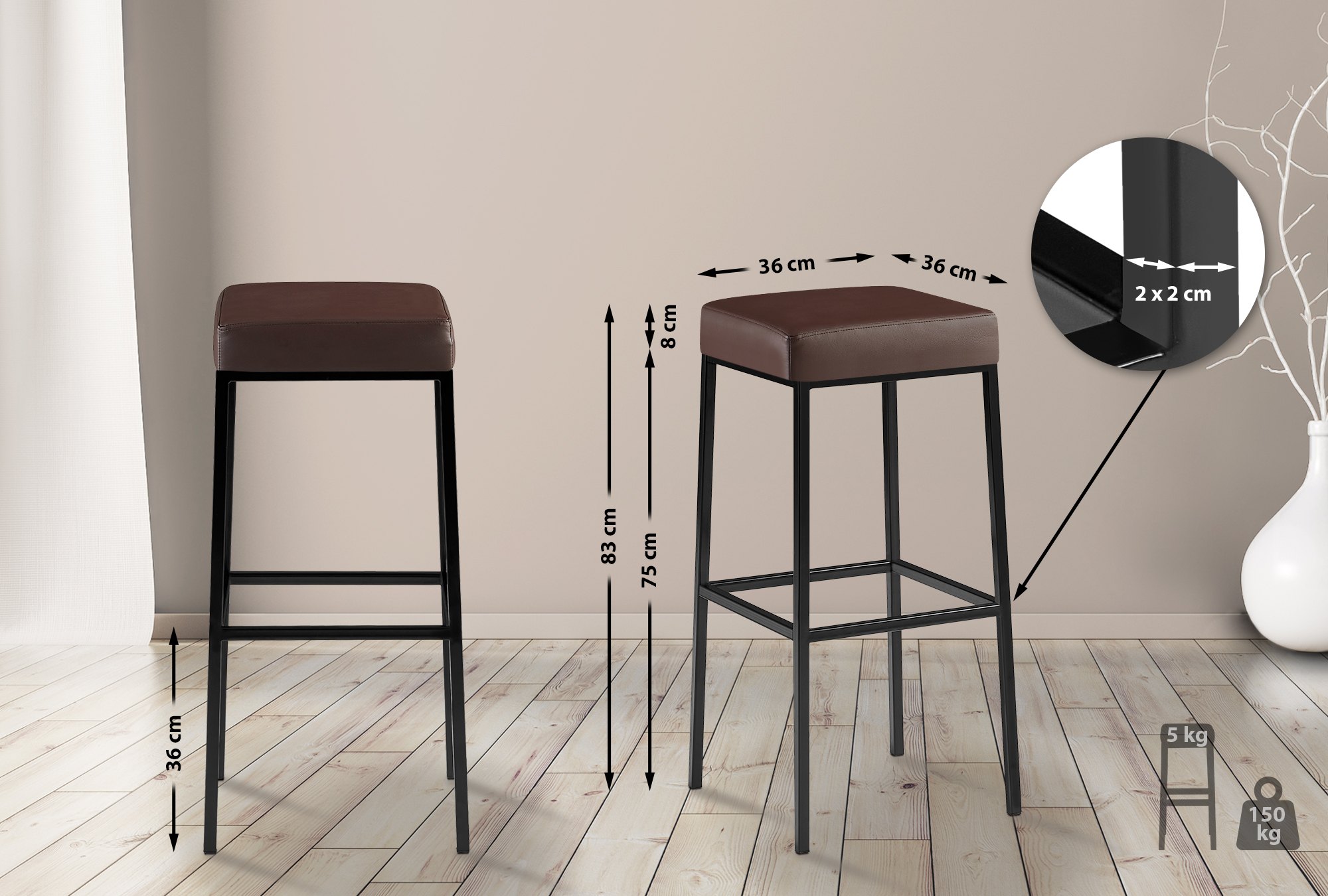 Tabouret de bar Montreal revêtement similicuir