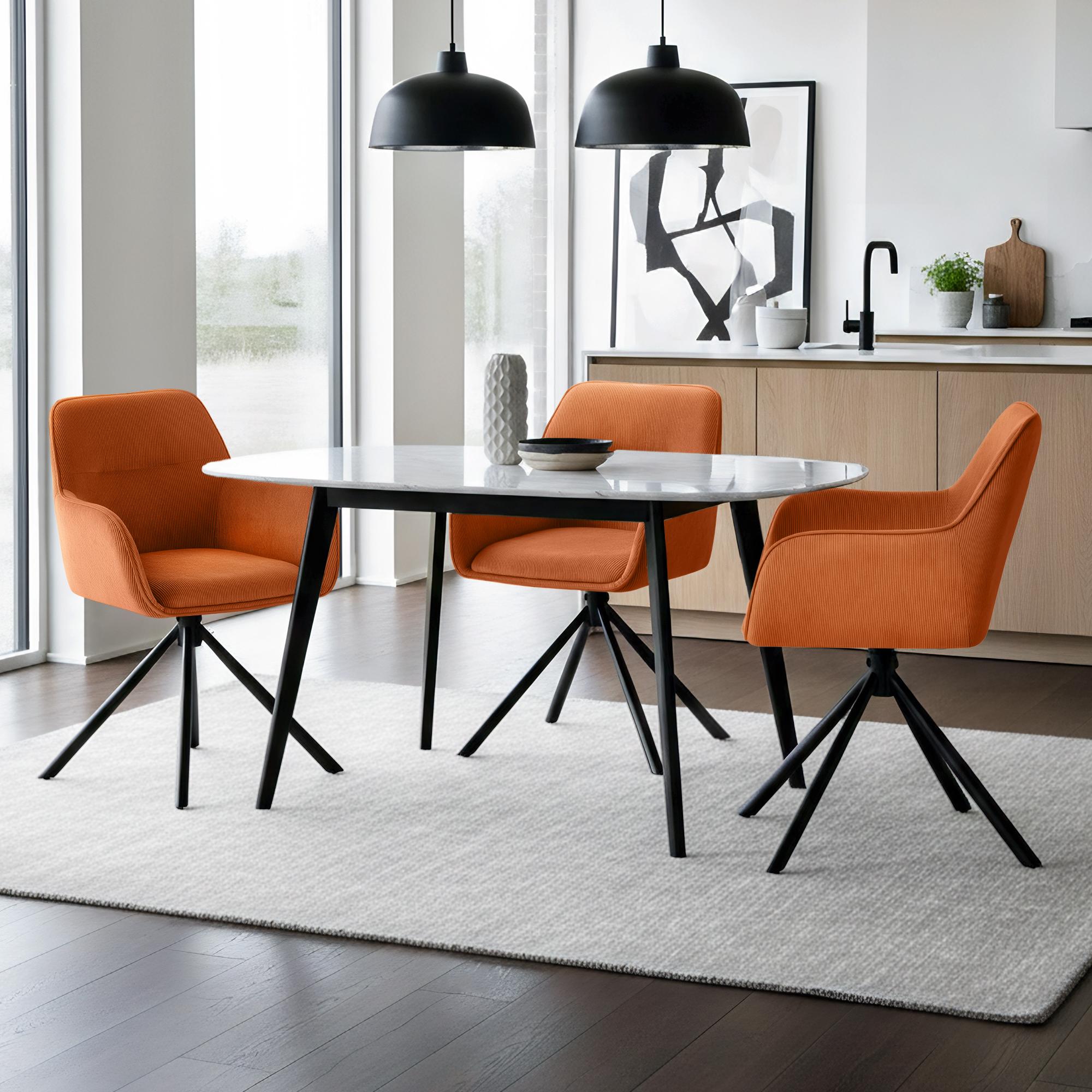 Chaise de salle à manger Tipton en velours côtelé