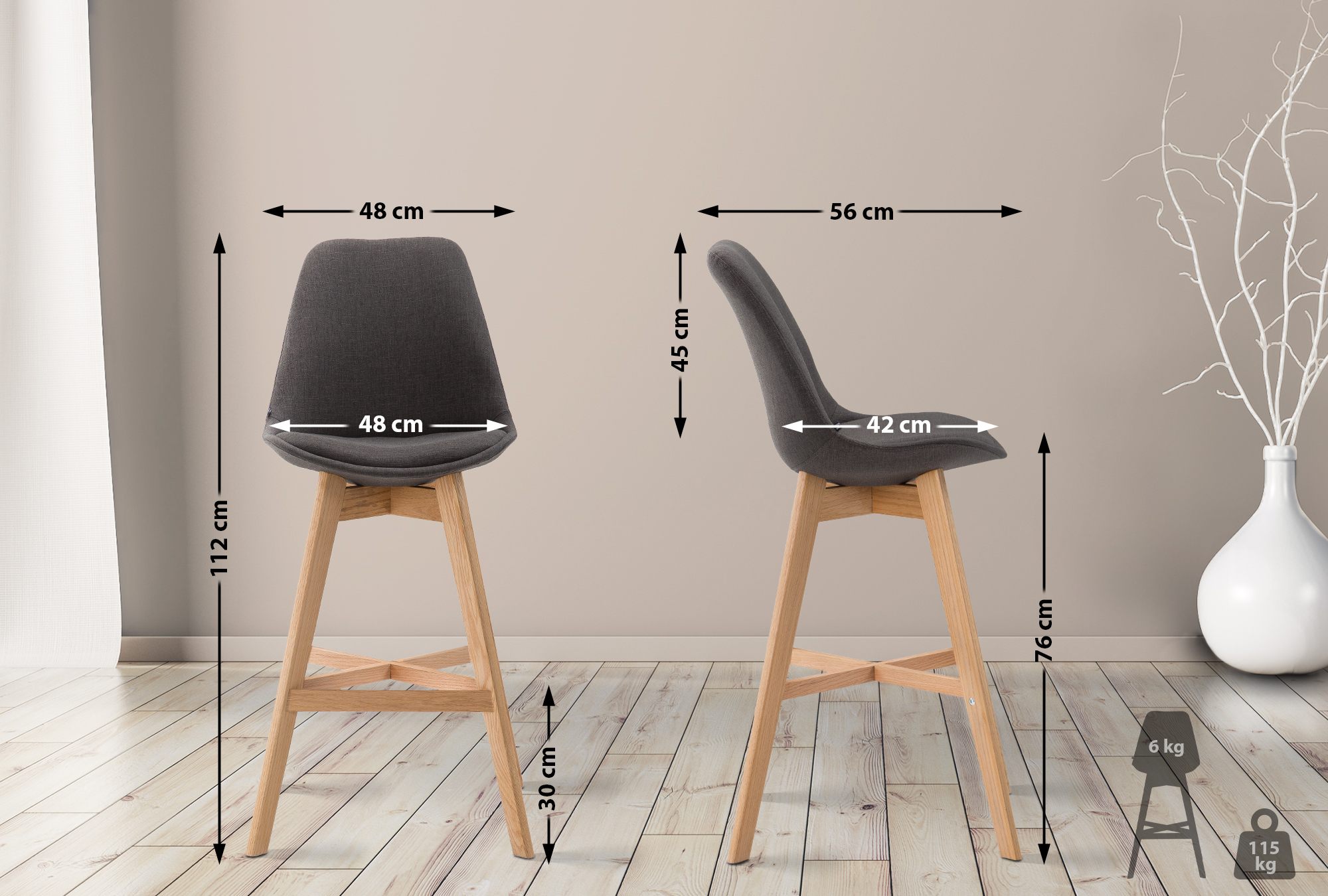 Tabouret de bar Cannes en tissu