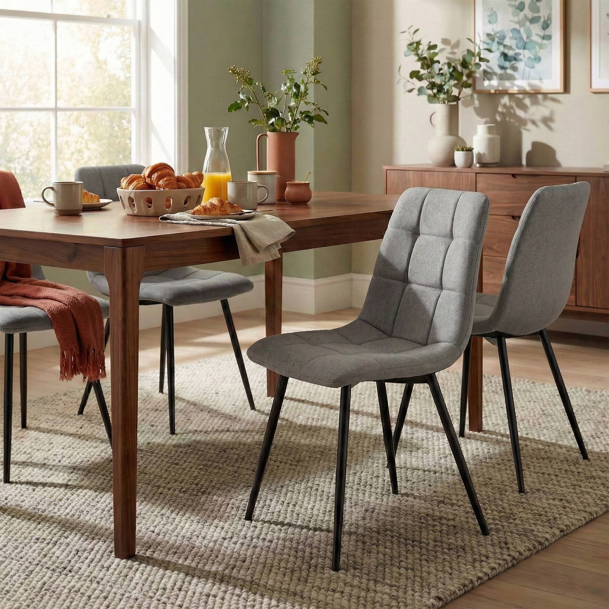 Lot de 4 chaises de salle a manger Antibes en tissu
