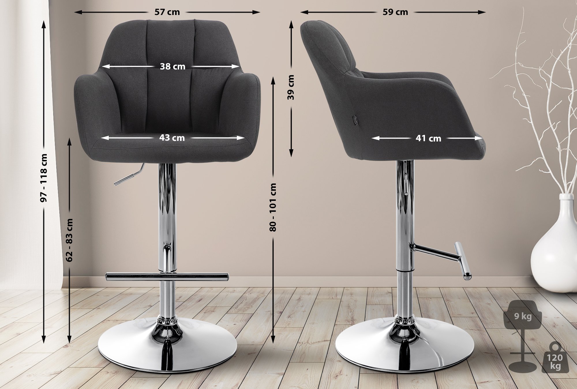 Tabouret de bar Natoma Tissu