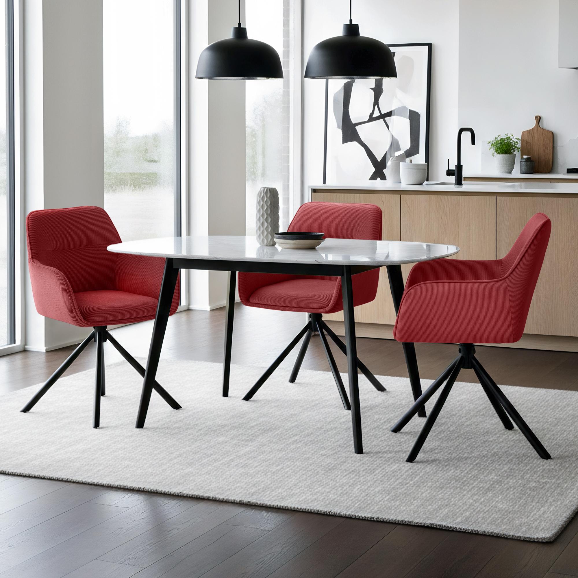 Chaise de salle à manger Tipton en velours côtelé