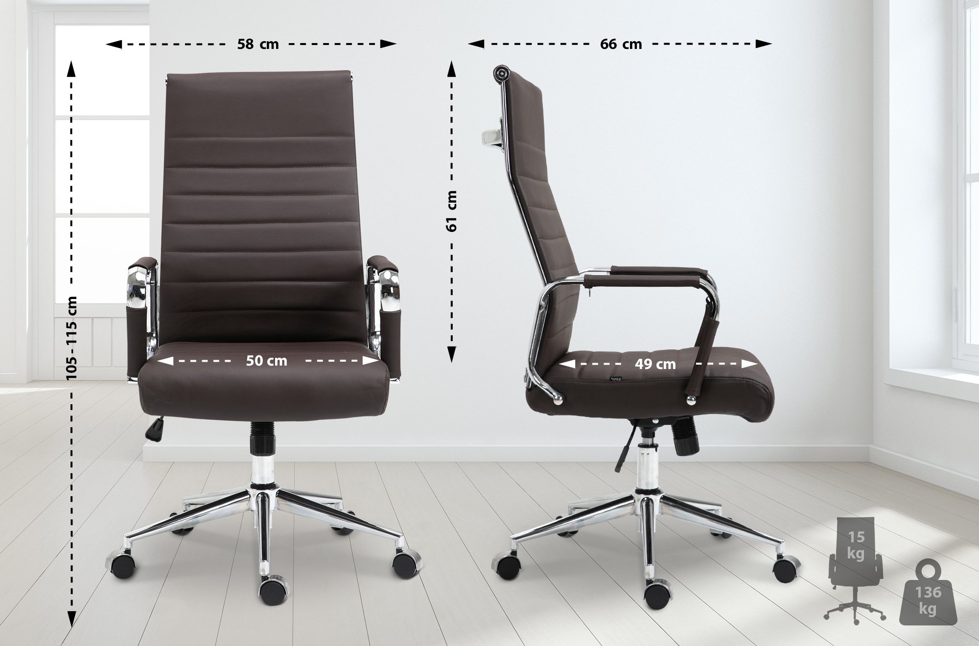 Chaise de bureau Kolumbus cuir véritable
