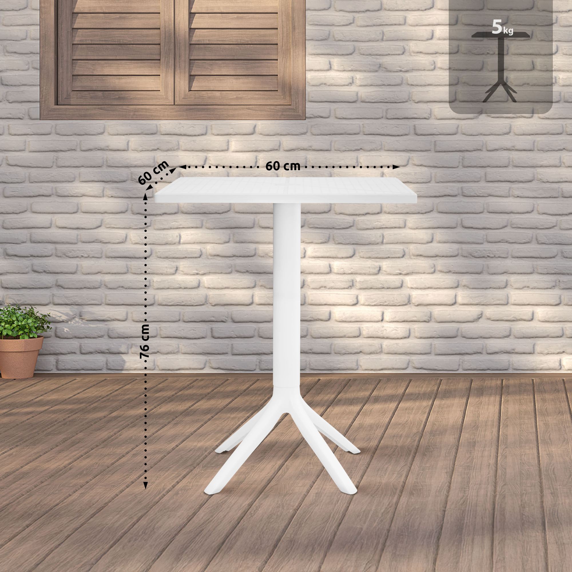 Table de jardin Nuvela 60 x 60 cm Résistant aux intempéries, aux UV, facile d'entretien