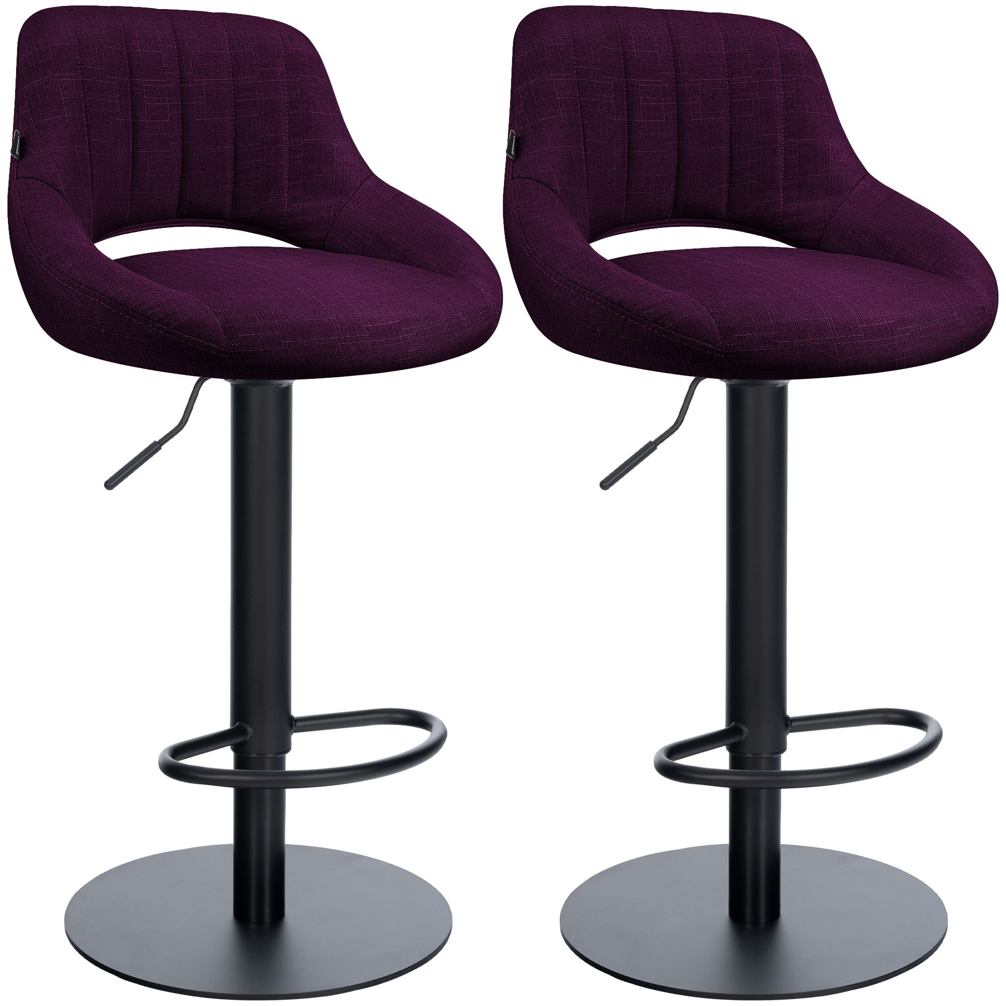 Lot de 2 tabourets de bar Milet noirs avec bases extra lourdes