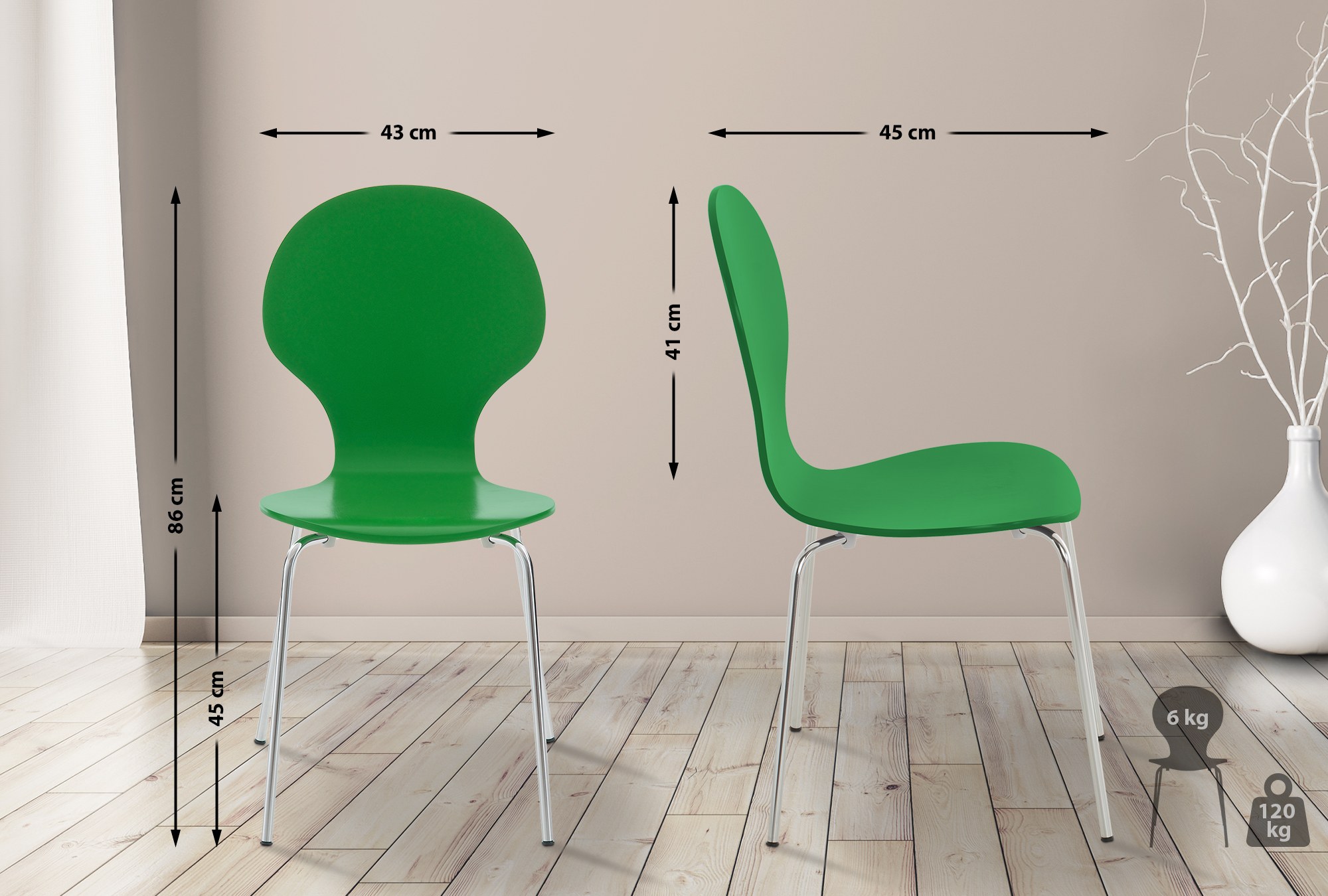 Lot de 4 chaises empilables en bois Diego