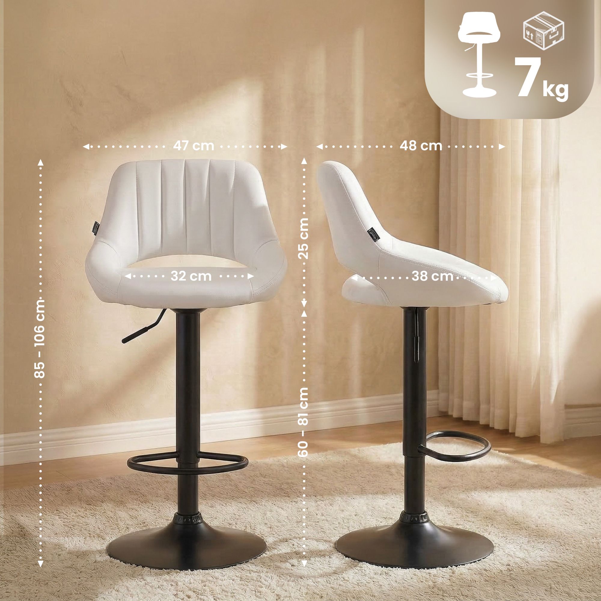 Lot de 2 tabourets de bar Milet en similicuir