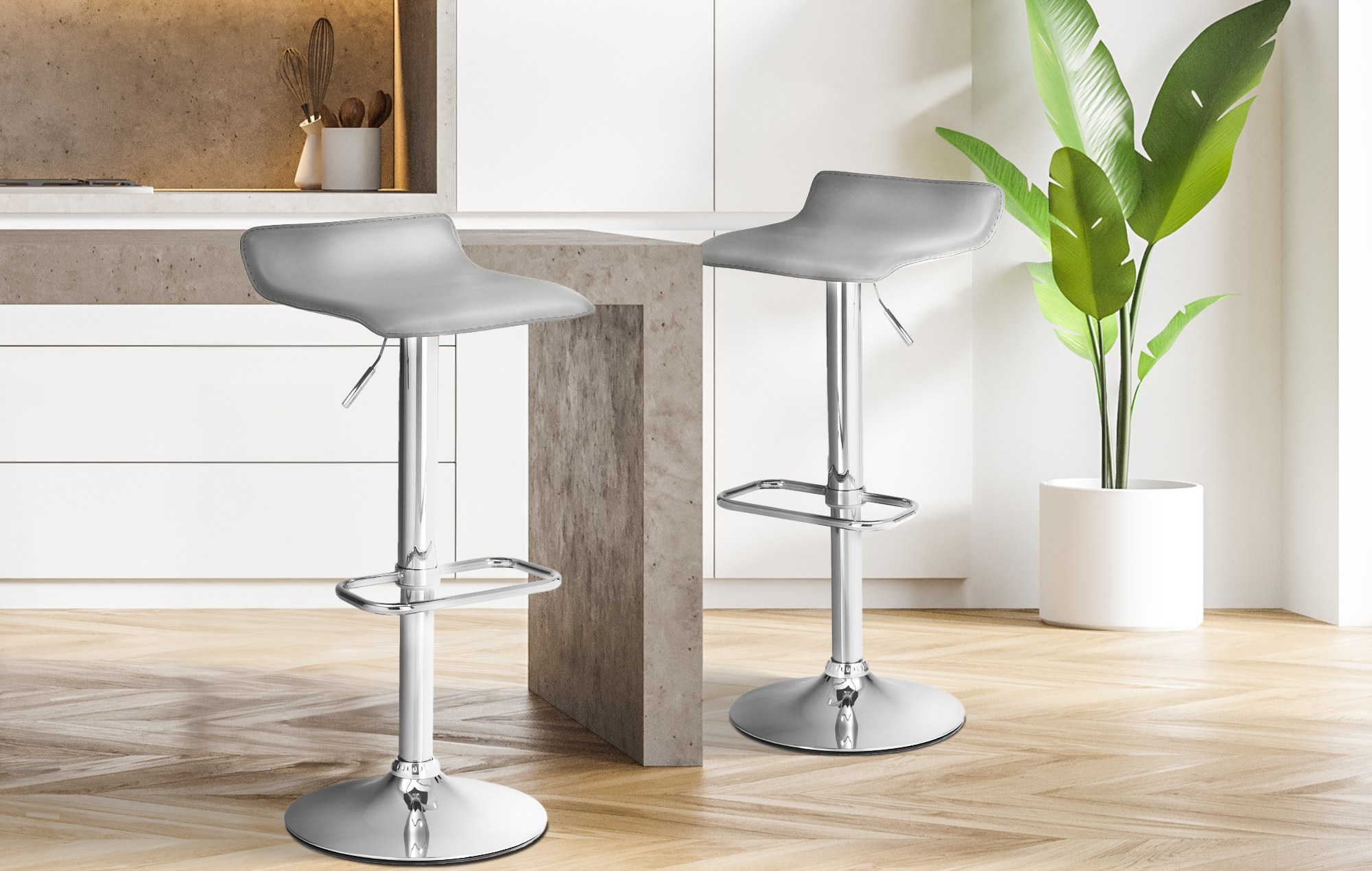 Tabouret de bar Dyn en similicuir avec pied en métal