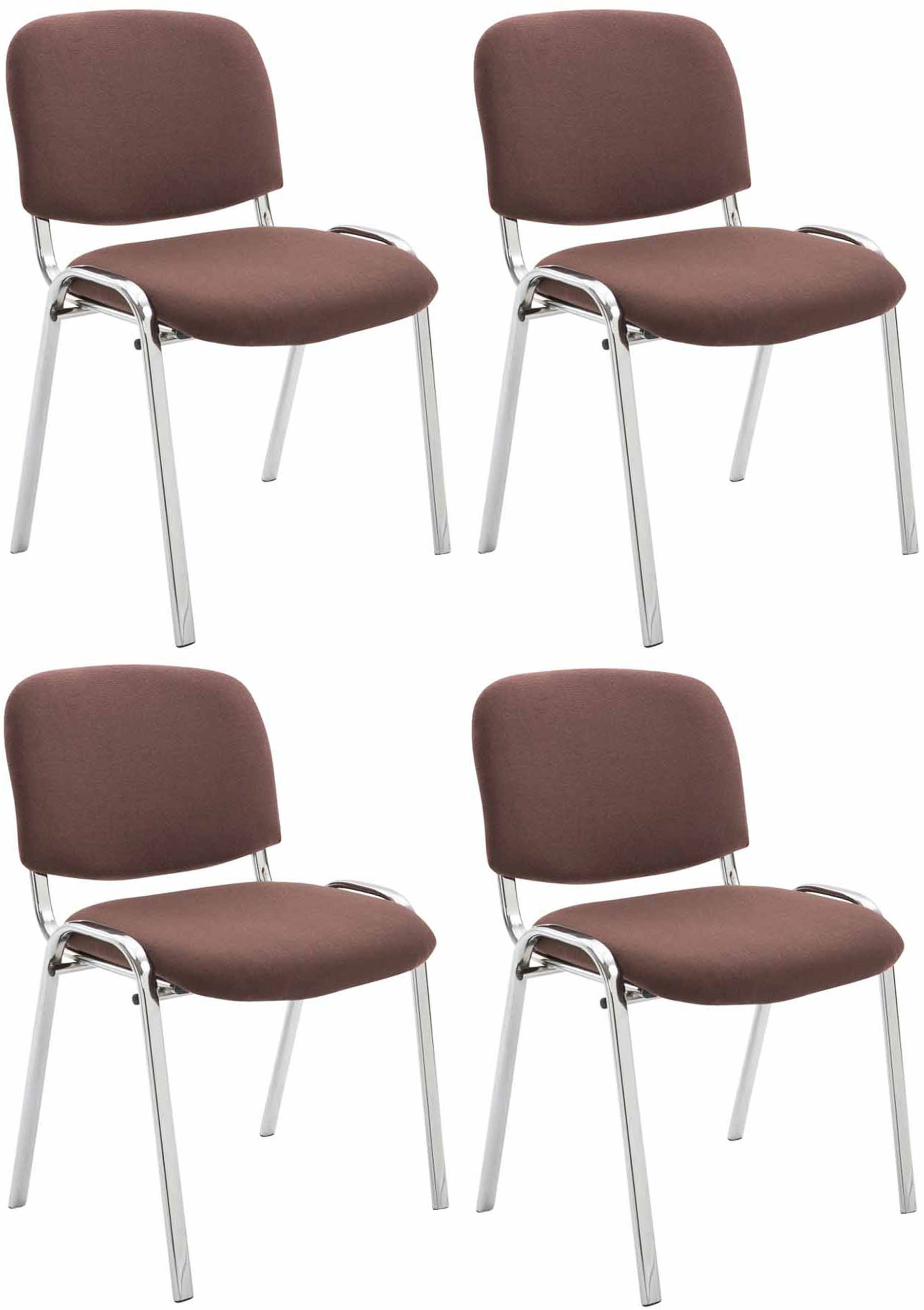 Lot de 4 Chaises de visiteur Ken en tissu avec Pieds en métal aspect chromé