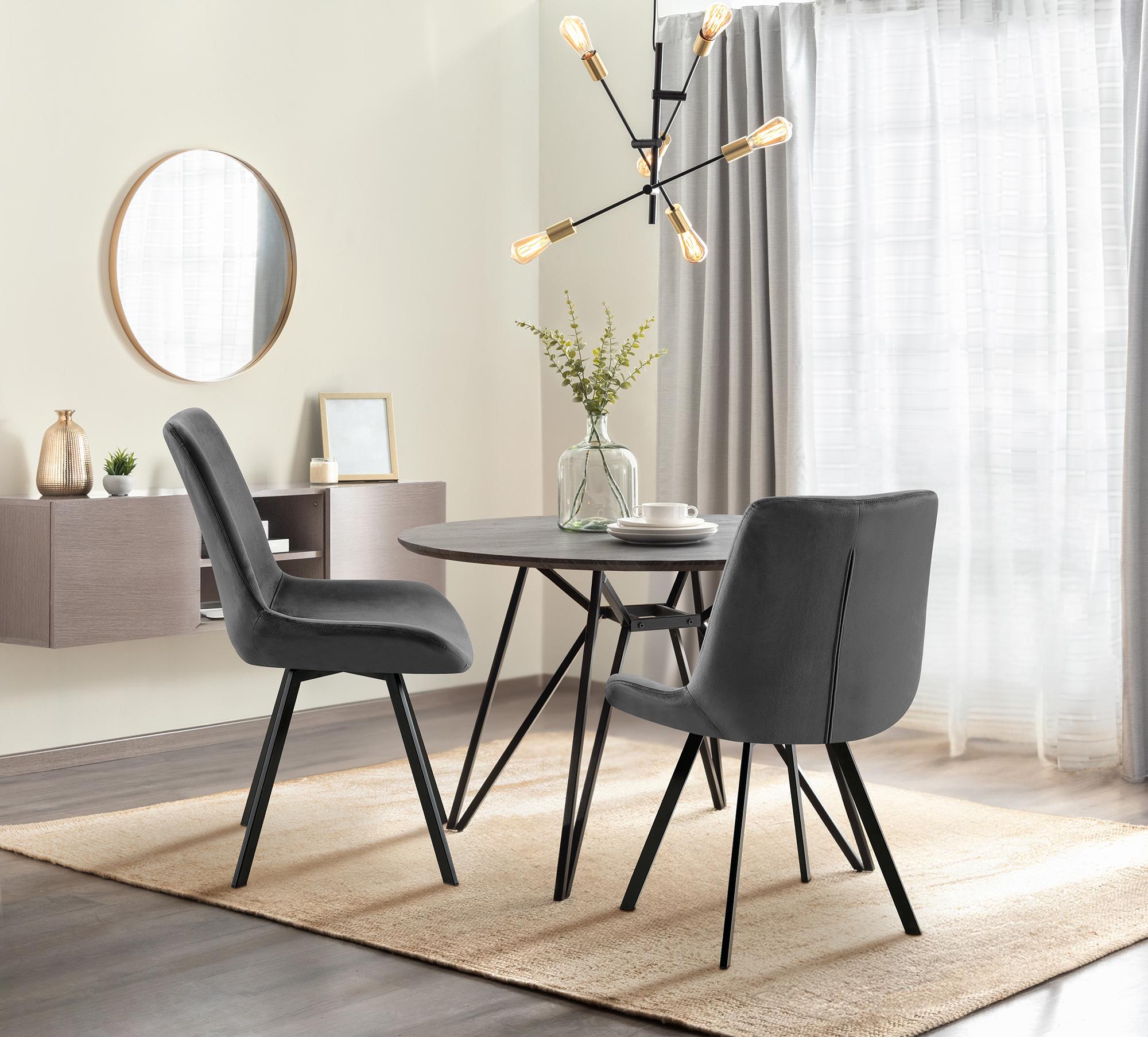 Lot de 2 chaises de salle à manger Lewes velours