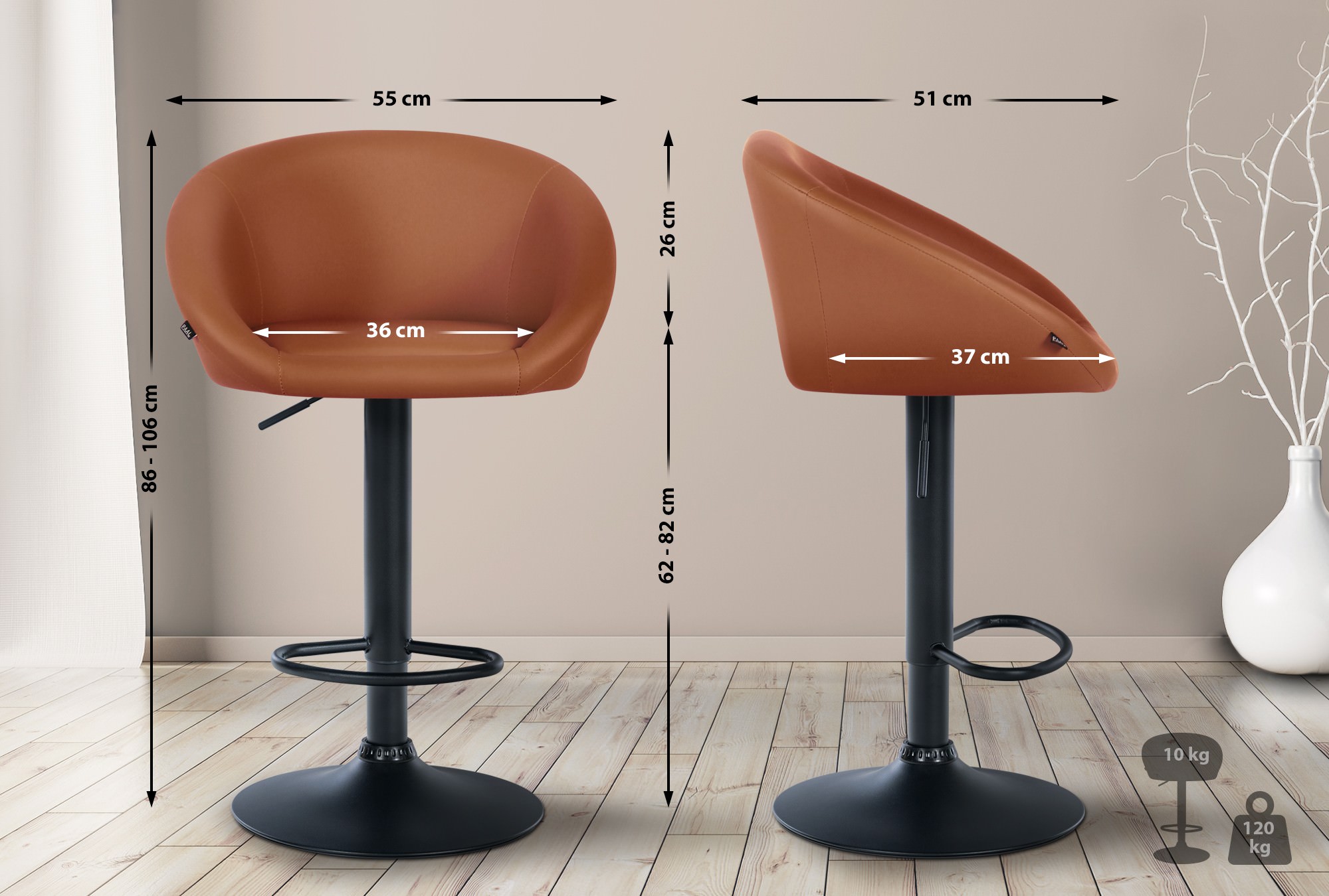 Tabouret de bar Davie similicuir