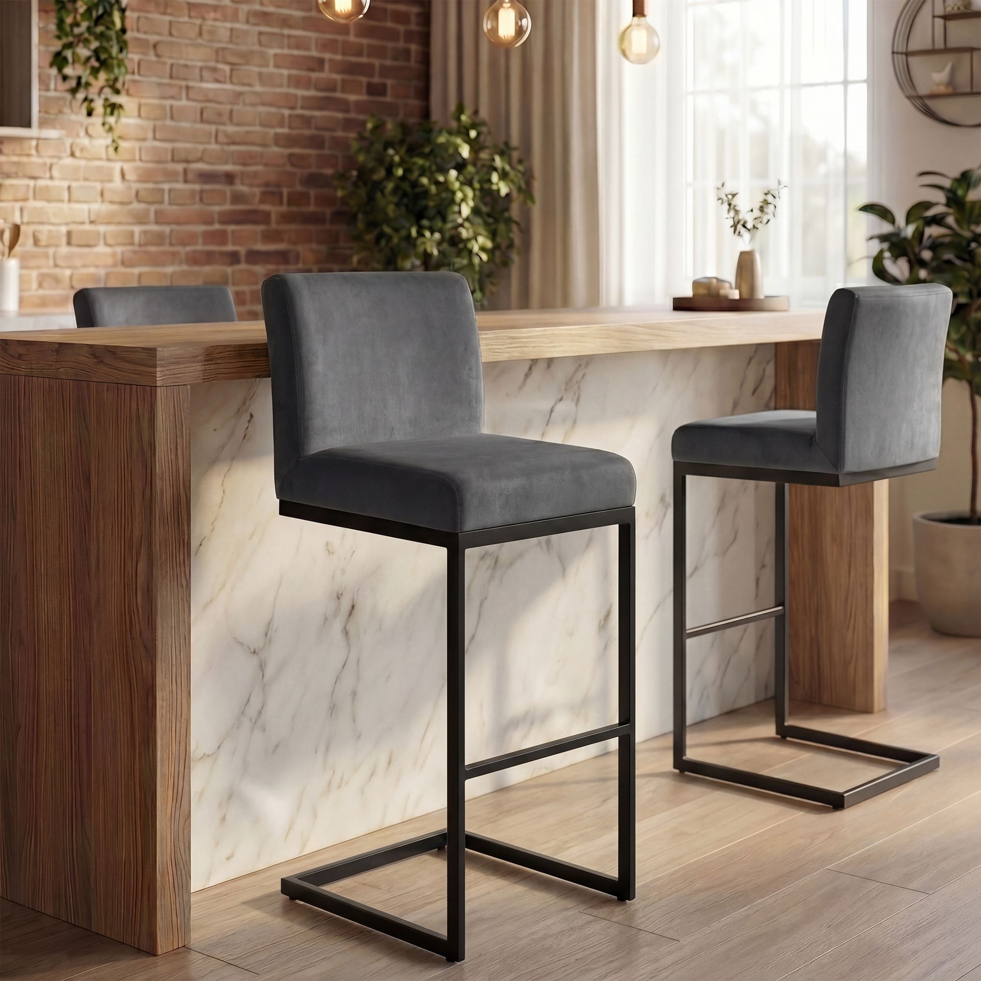 Tabouret de bar Hopewell velours
