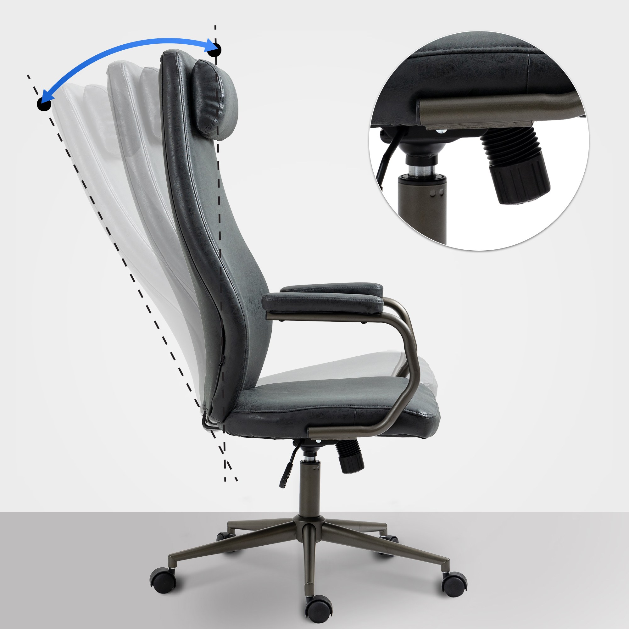 Fauteuil de bureau Pocatello en similicuir ajustable et pivotant