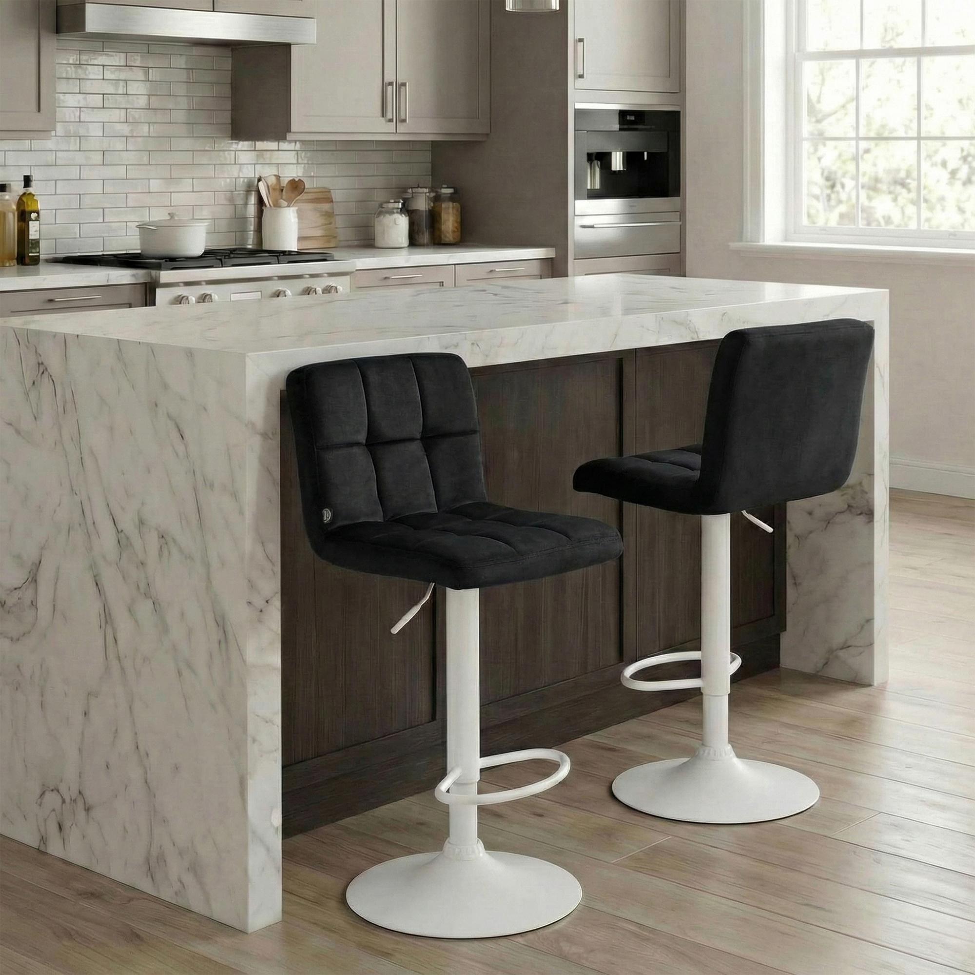 Lot de 2 tabourets de bar Peru velours