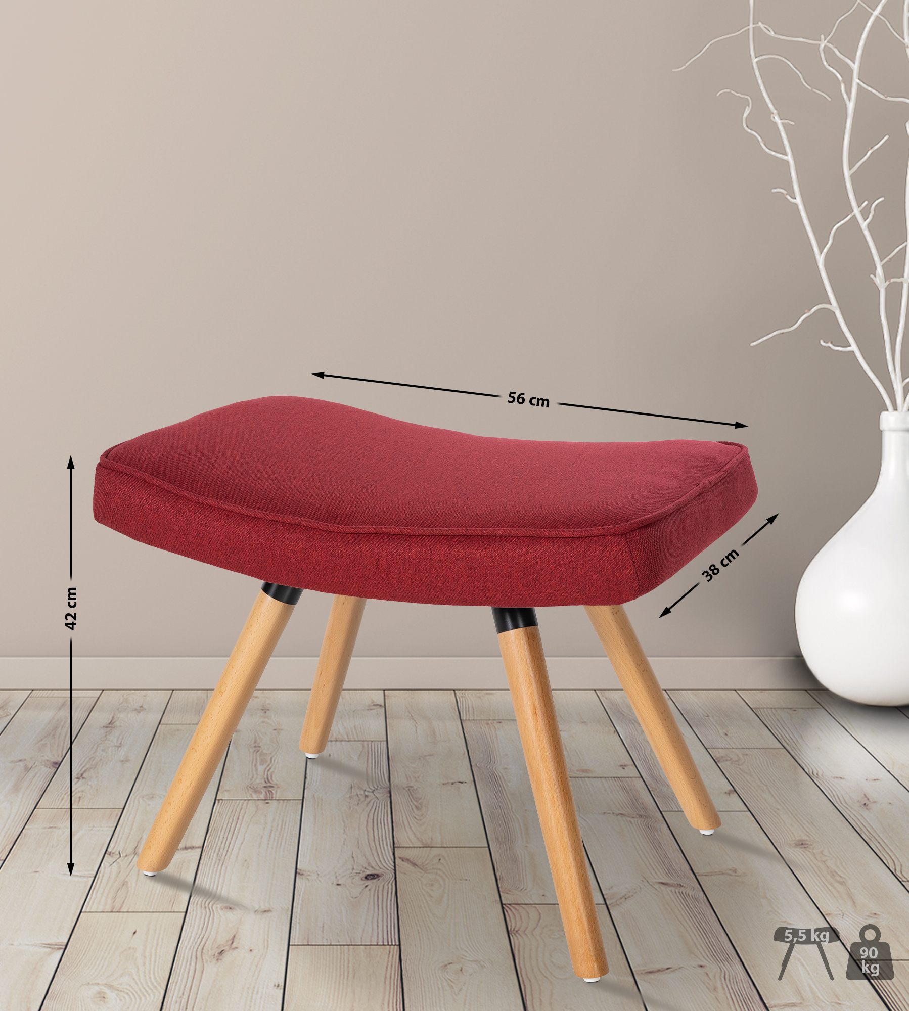 Tabouret de pied Garding avec revêtement en tissu