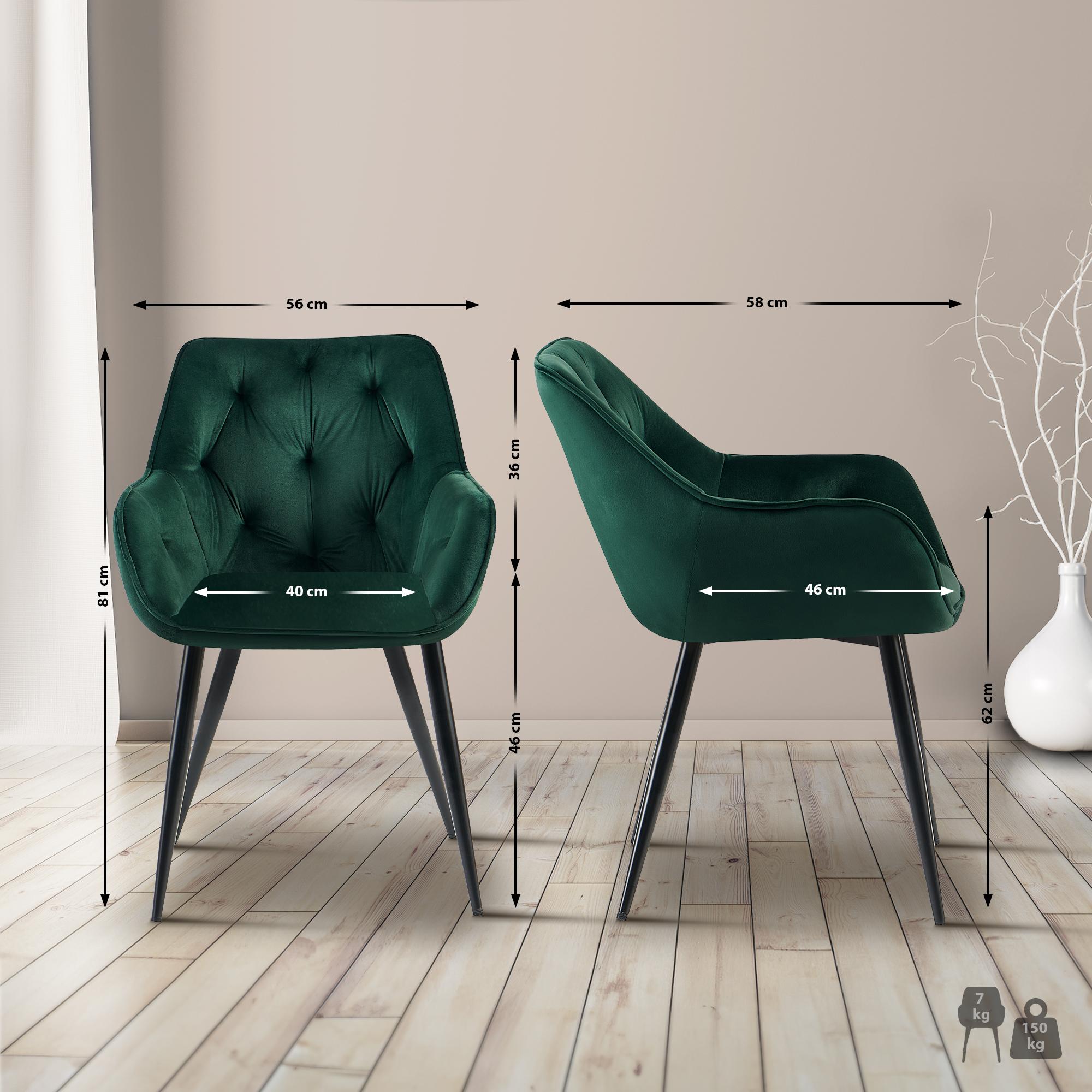 Chaise de salle à manger Cassis revêtement en velours
