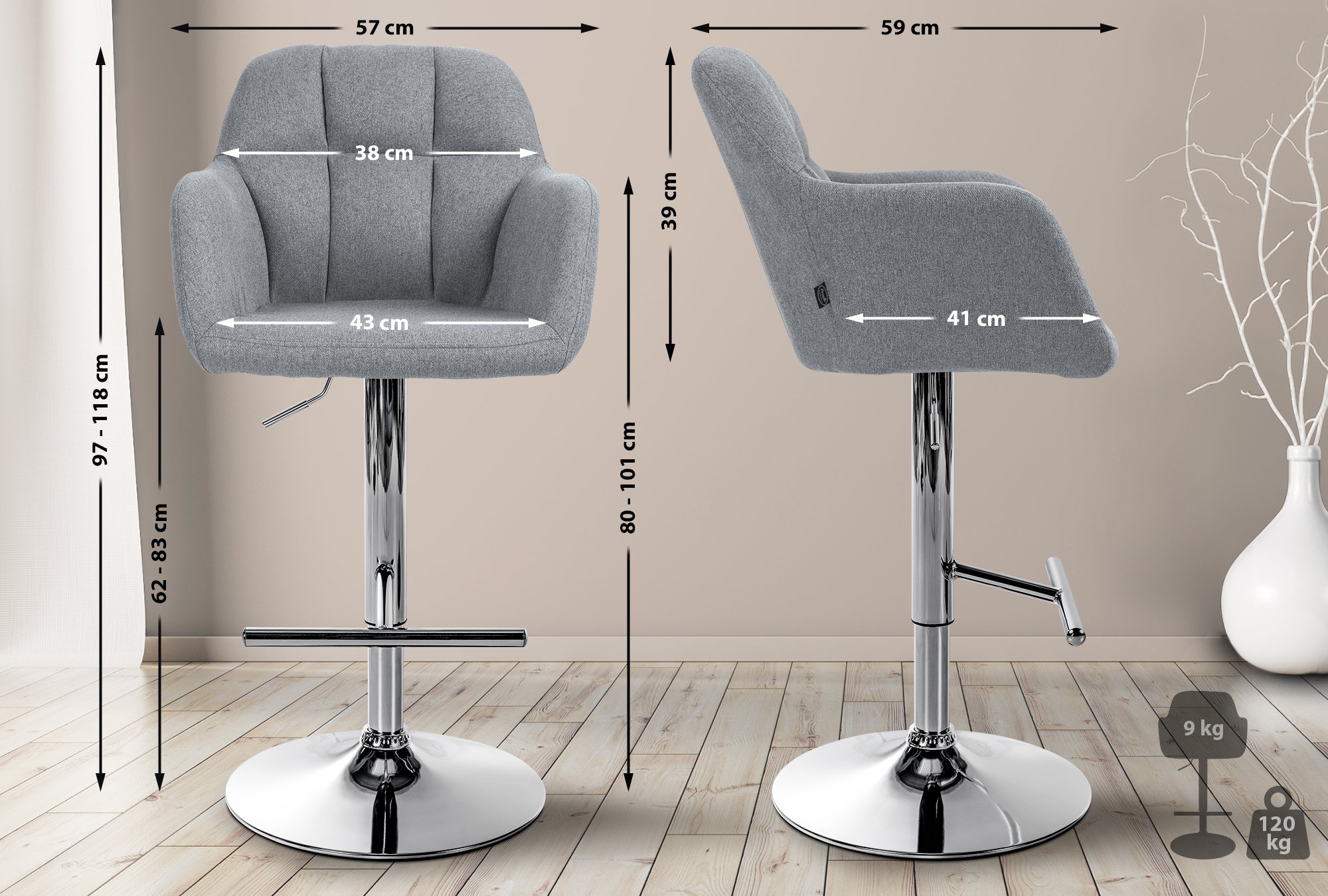 Tabouret de bar Natoma Tissu