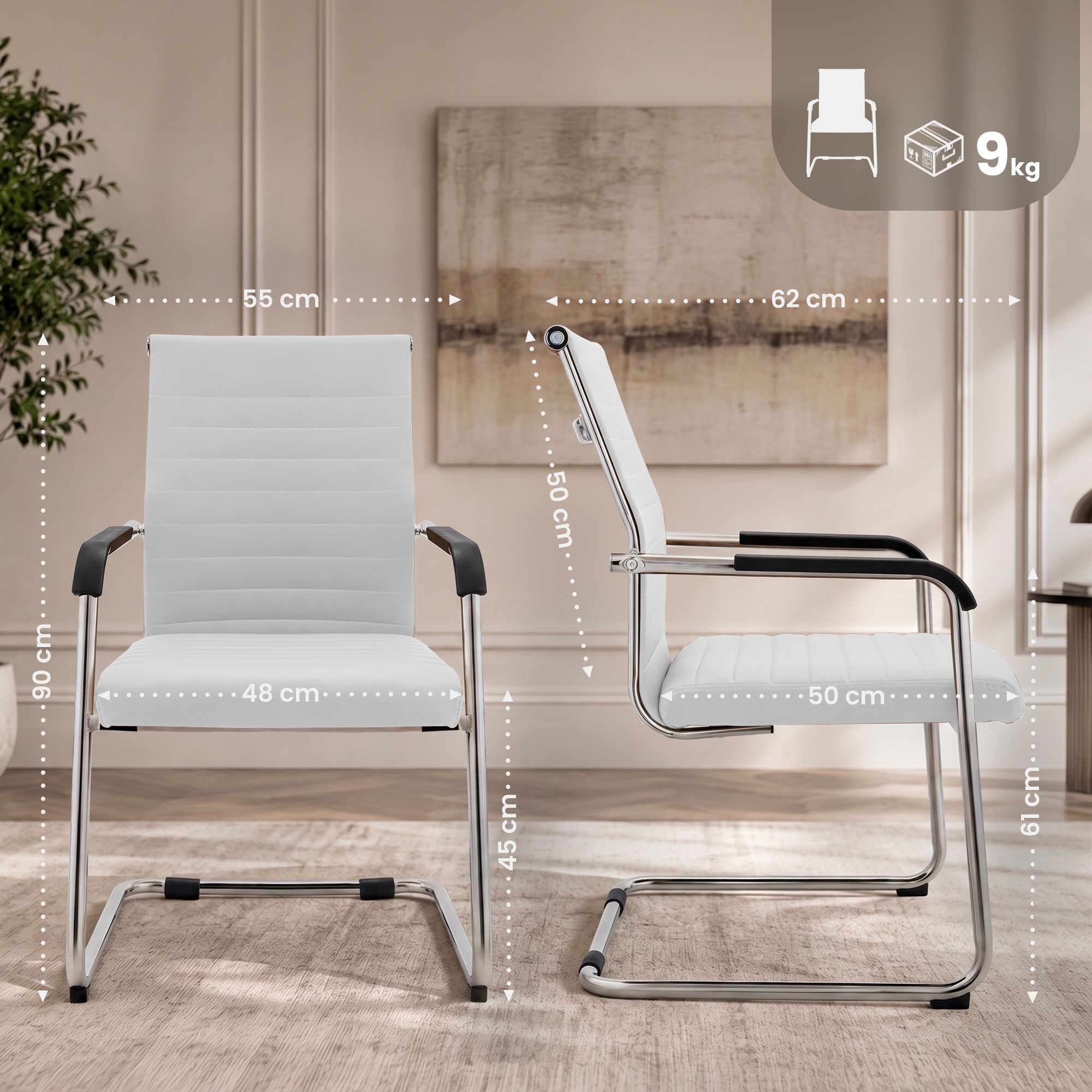 Chaise cantilever Hakon aspect cuir