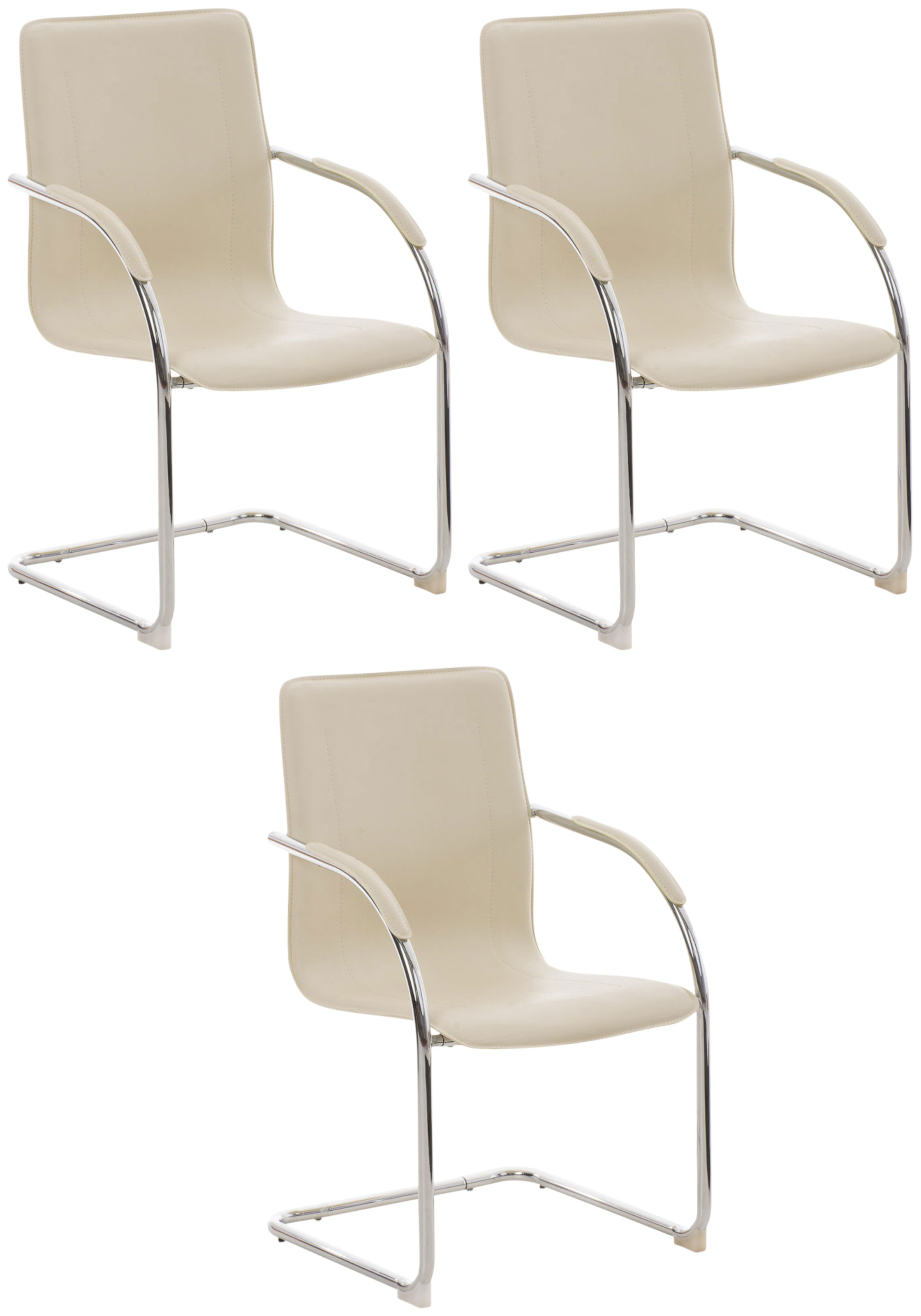 Lot de 3 Chaises Cantilever Melina en similicuir et pied en métal