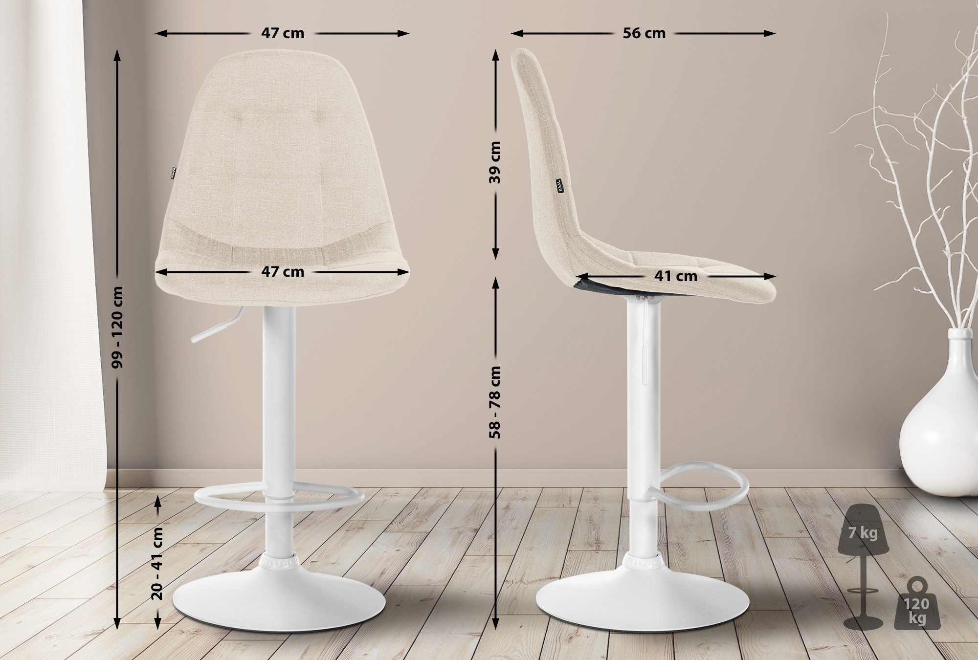 Tabouret de bar Elmore Tissu