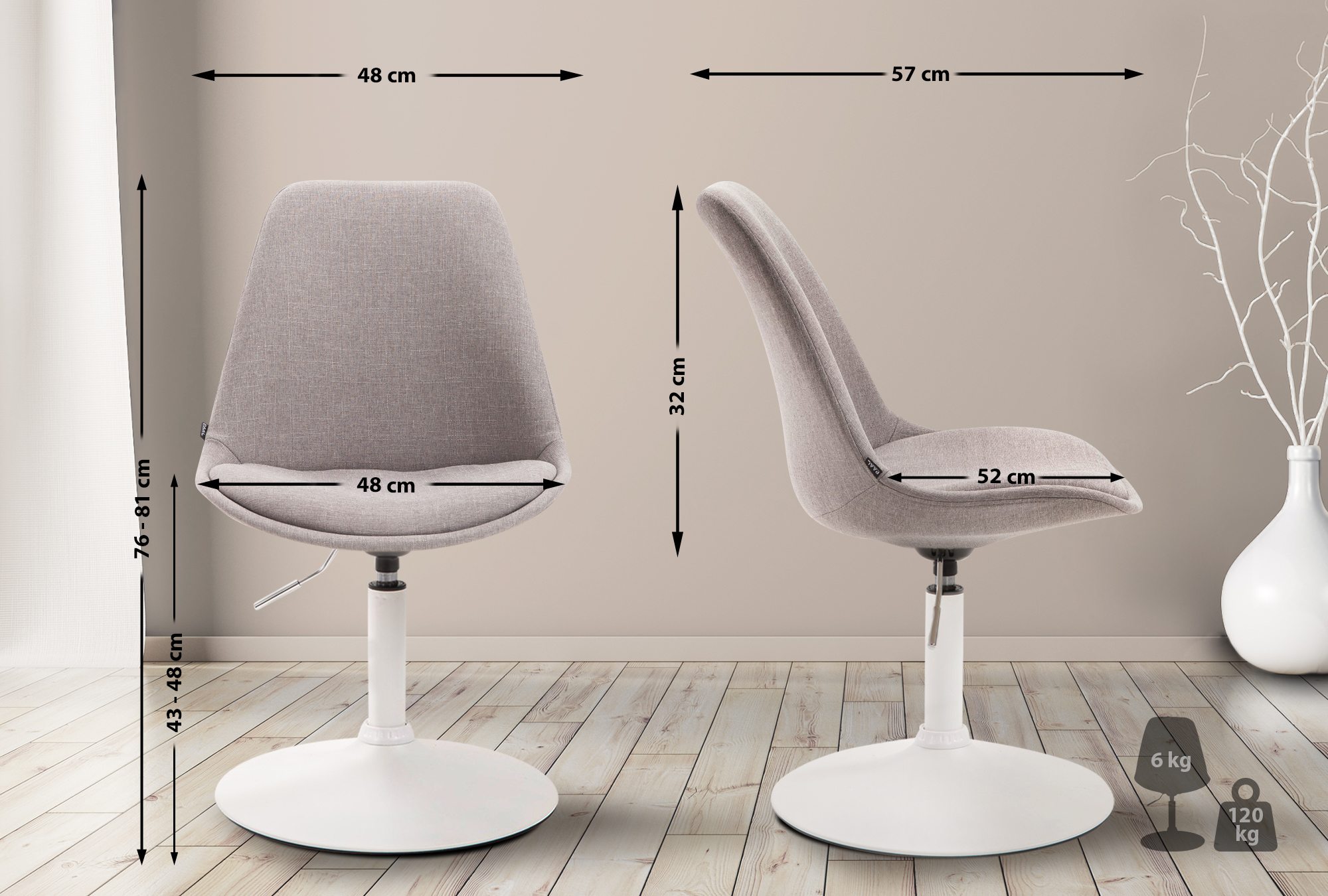 Chaise de salle à manger Maverick tissu avec pied trompette