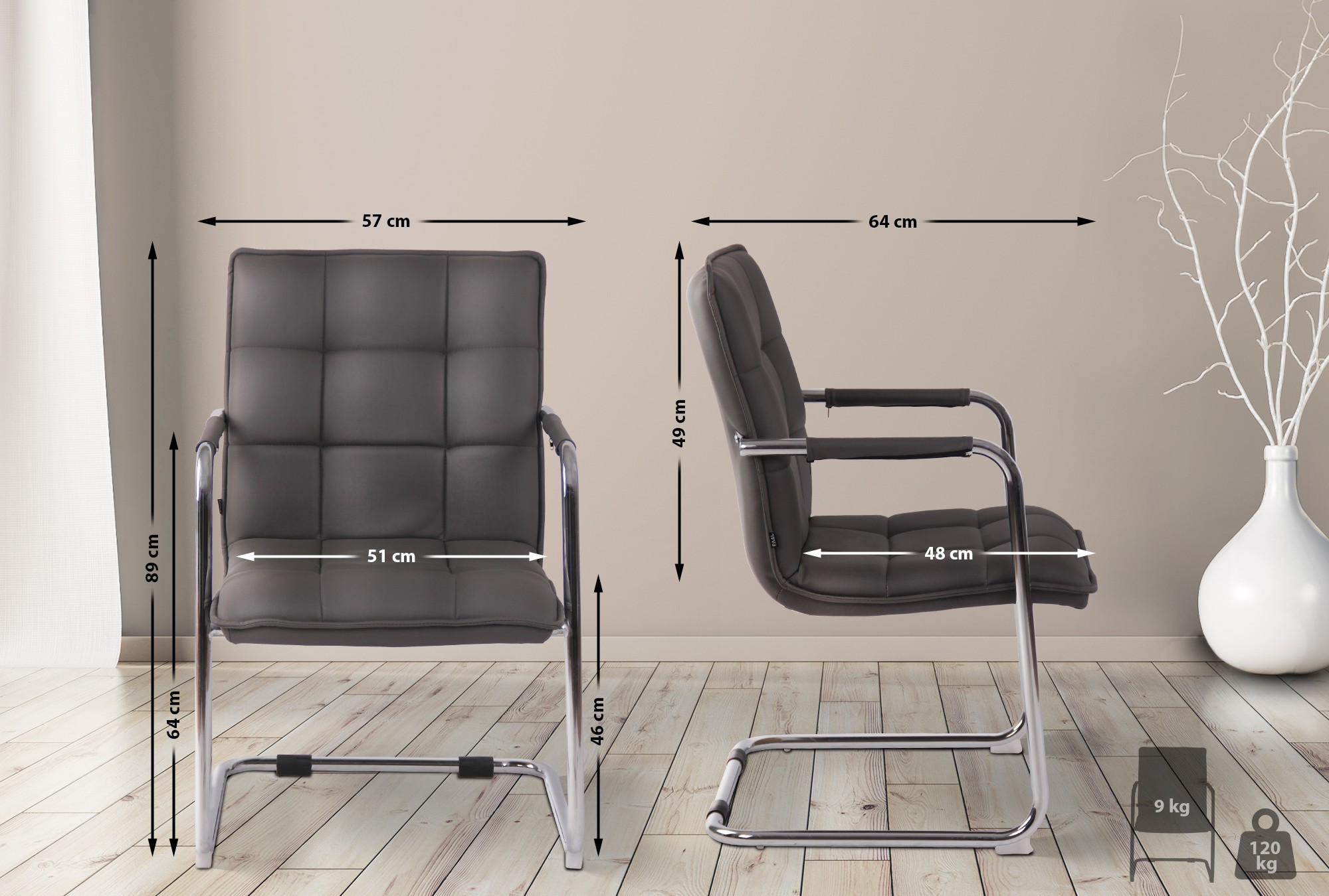Chaise Cantilever Gandia en similicuir