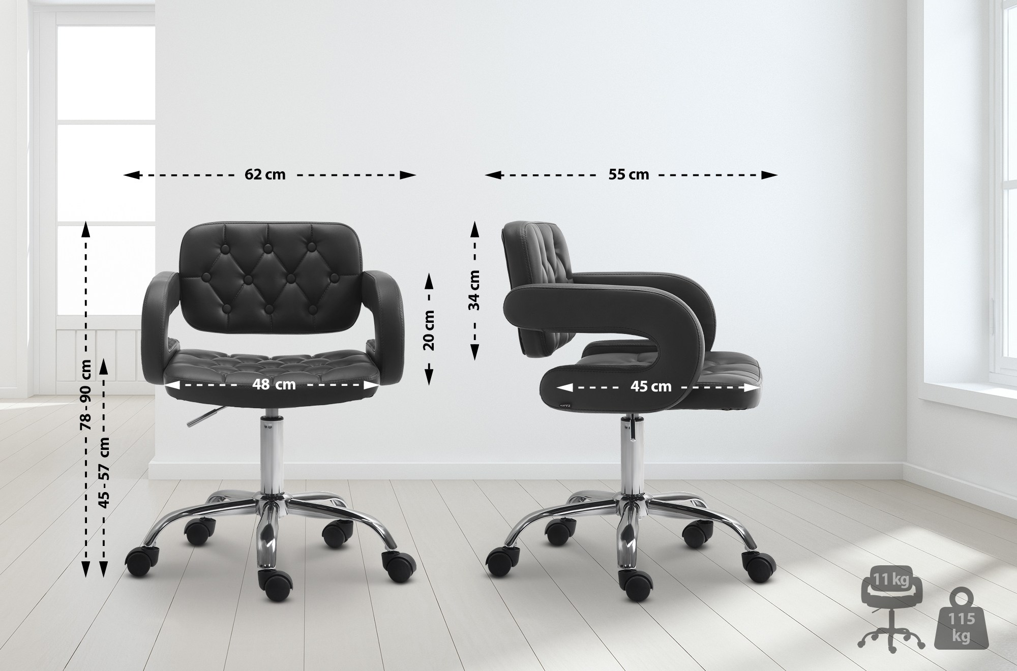 Chaise de travail Dublin en Similicuir