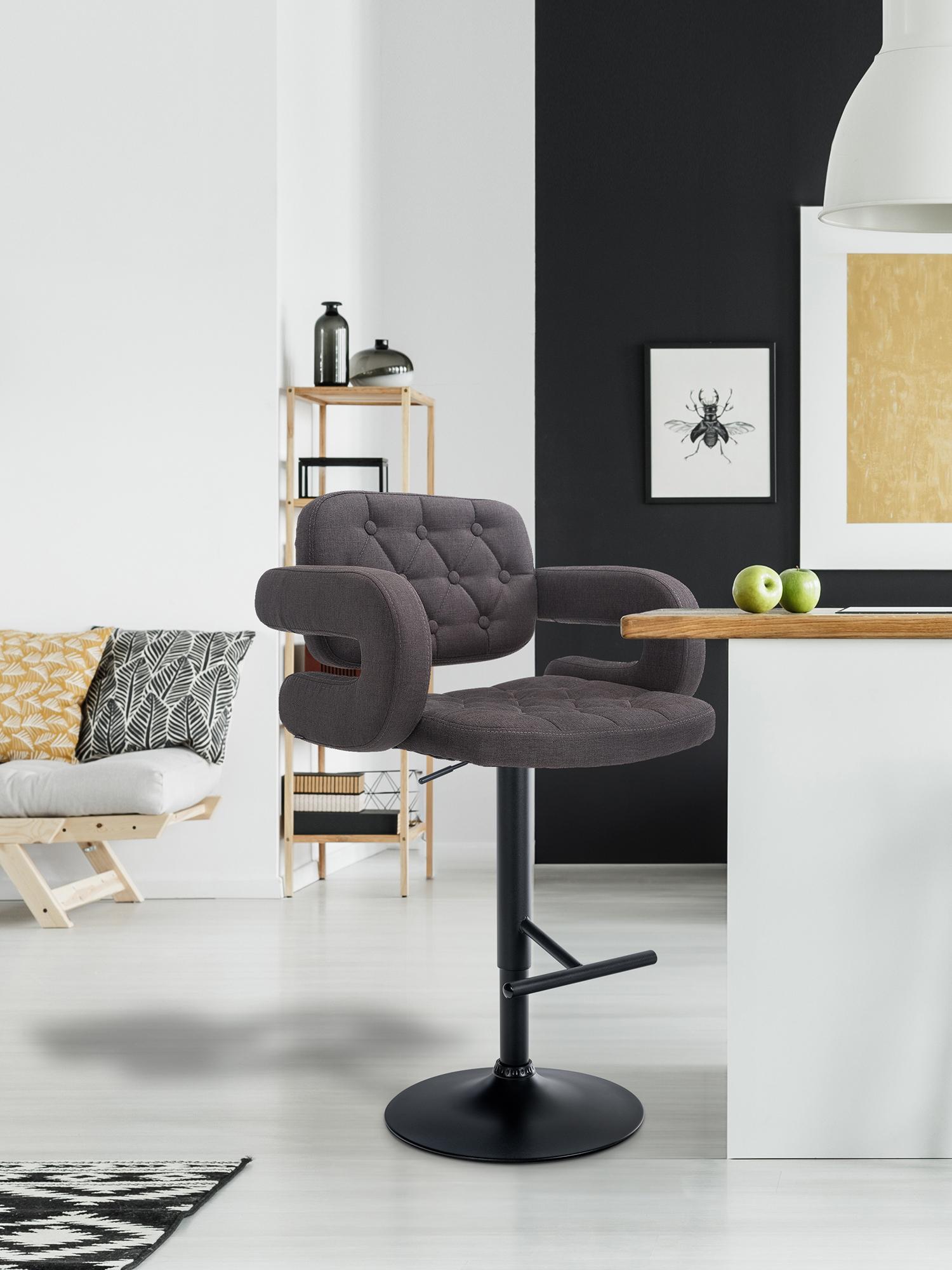 Tabouret de bar Dublin Tissu avec pied en métal