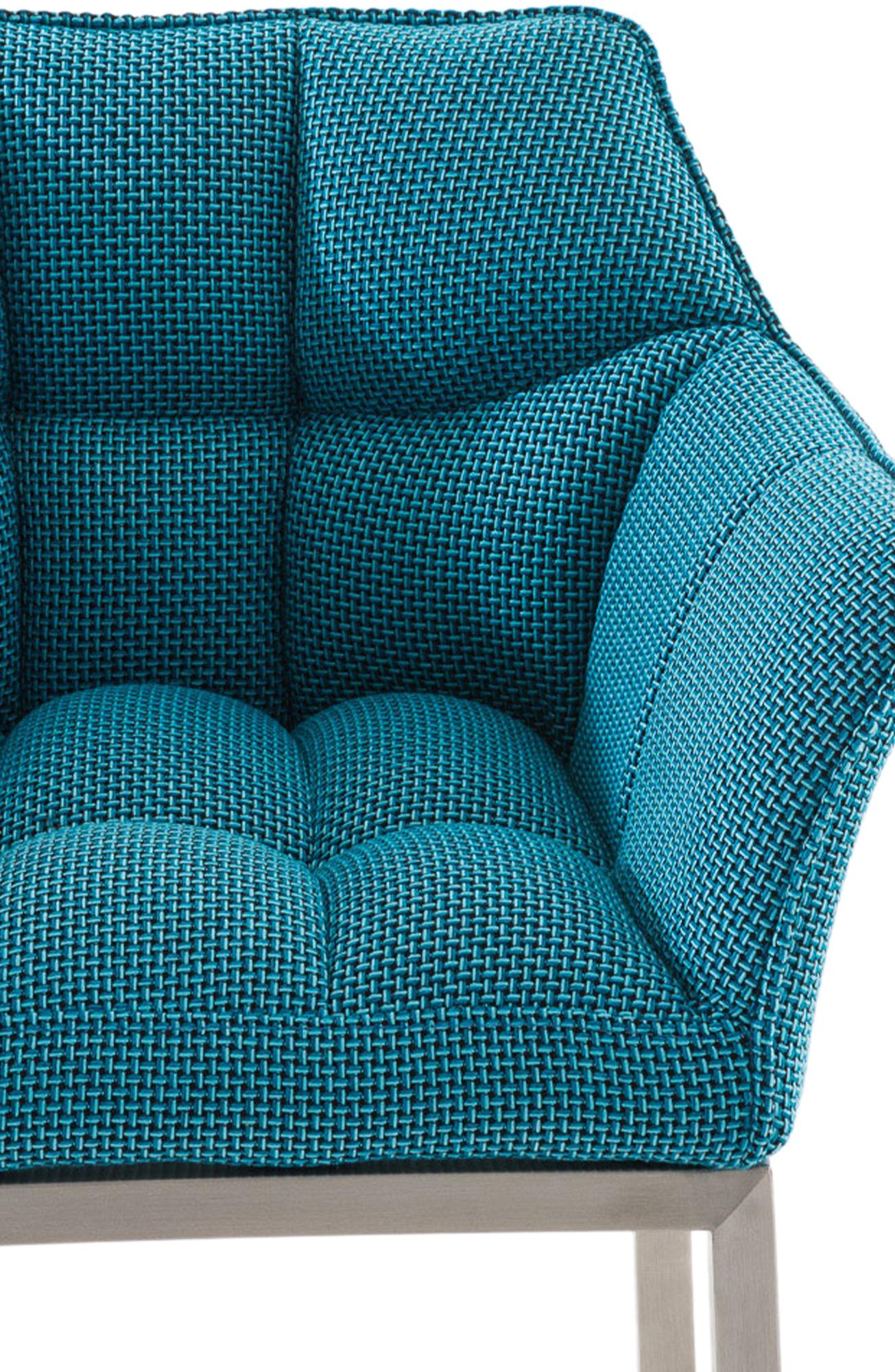 Lot de 2 tabourets de bar Damaso en tissu avec piètement à quatre pieds