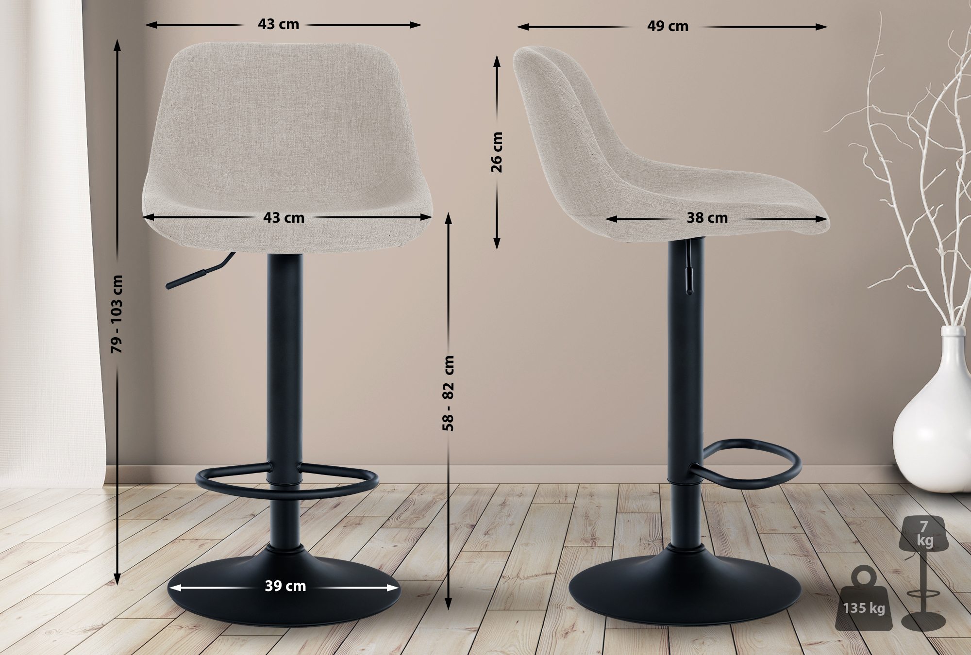 Lot de 2 tabourets de bar Loft
