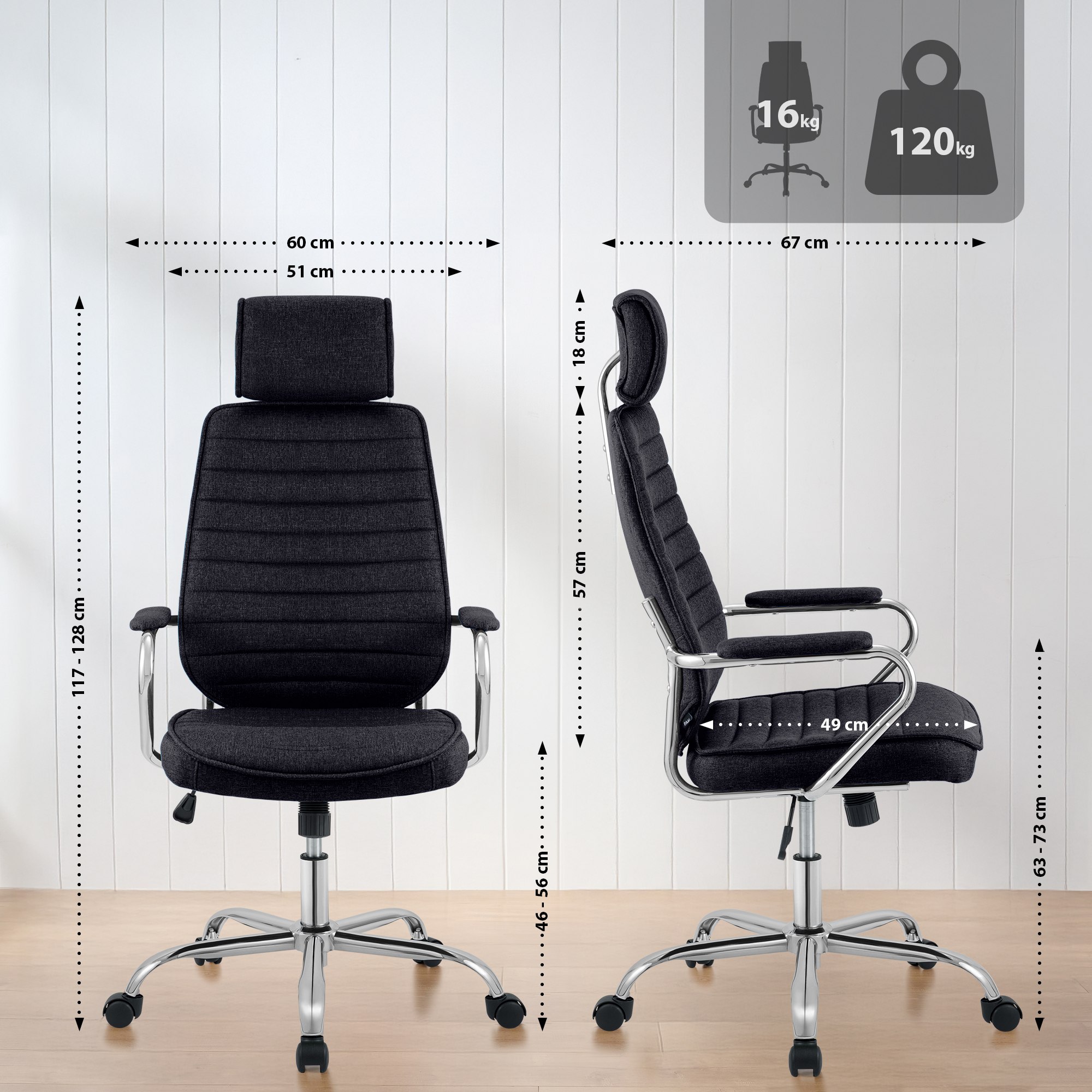 Chaise de bureau Rako Tissu
