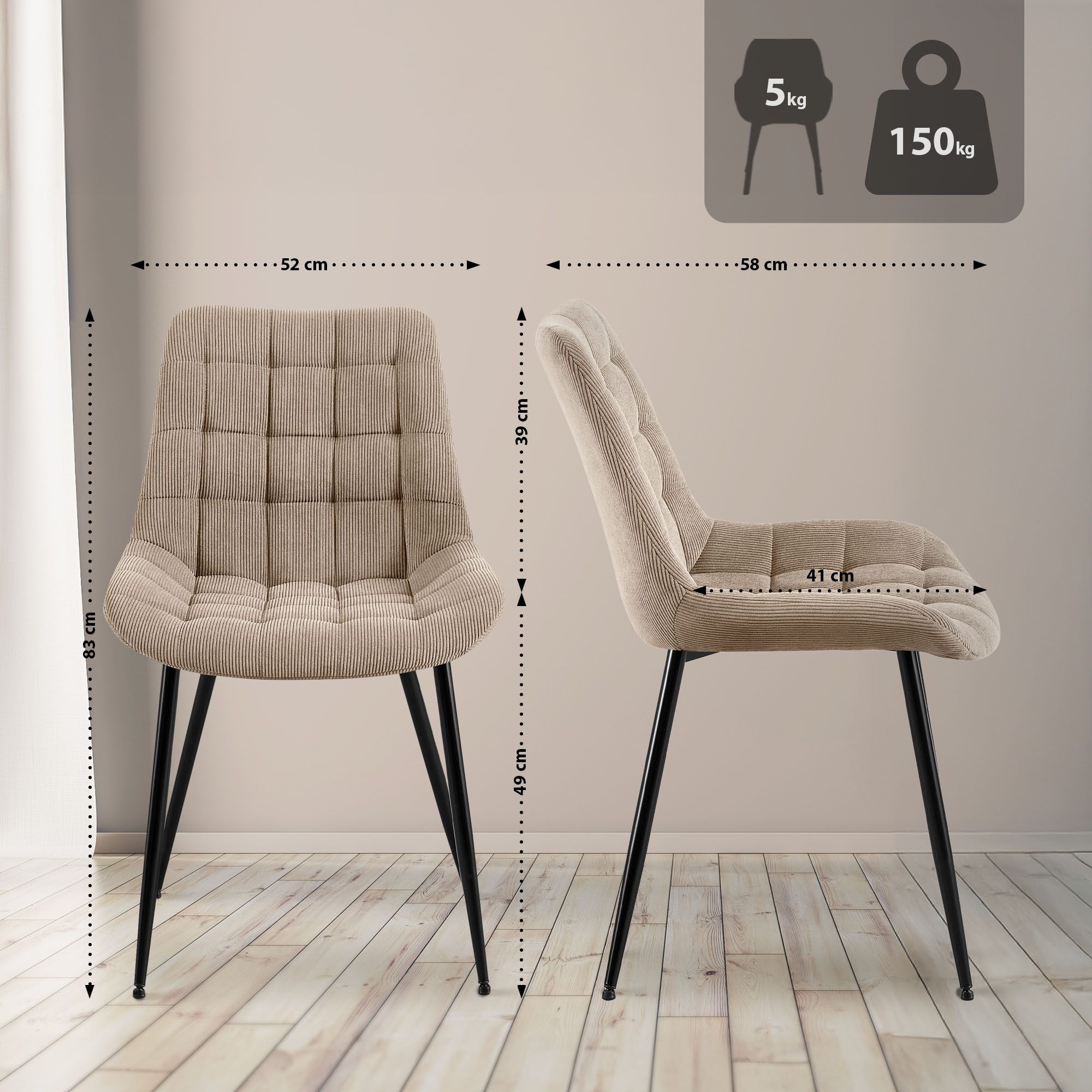 Chaise de salle à manger Sardna Cord