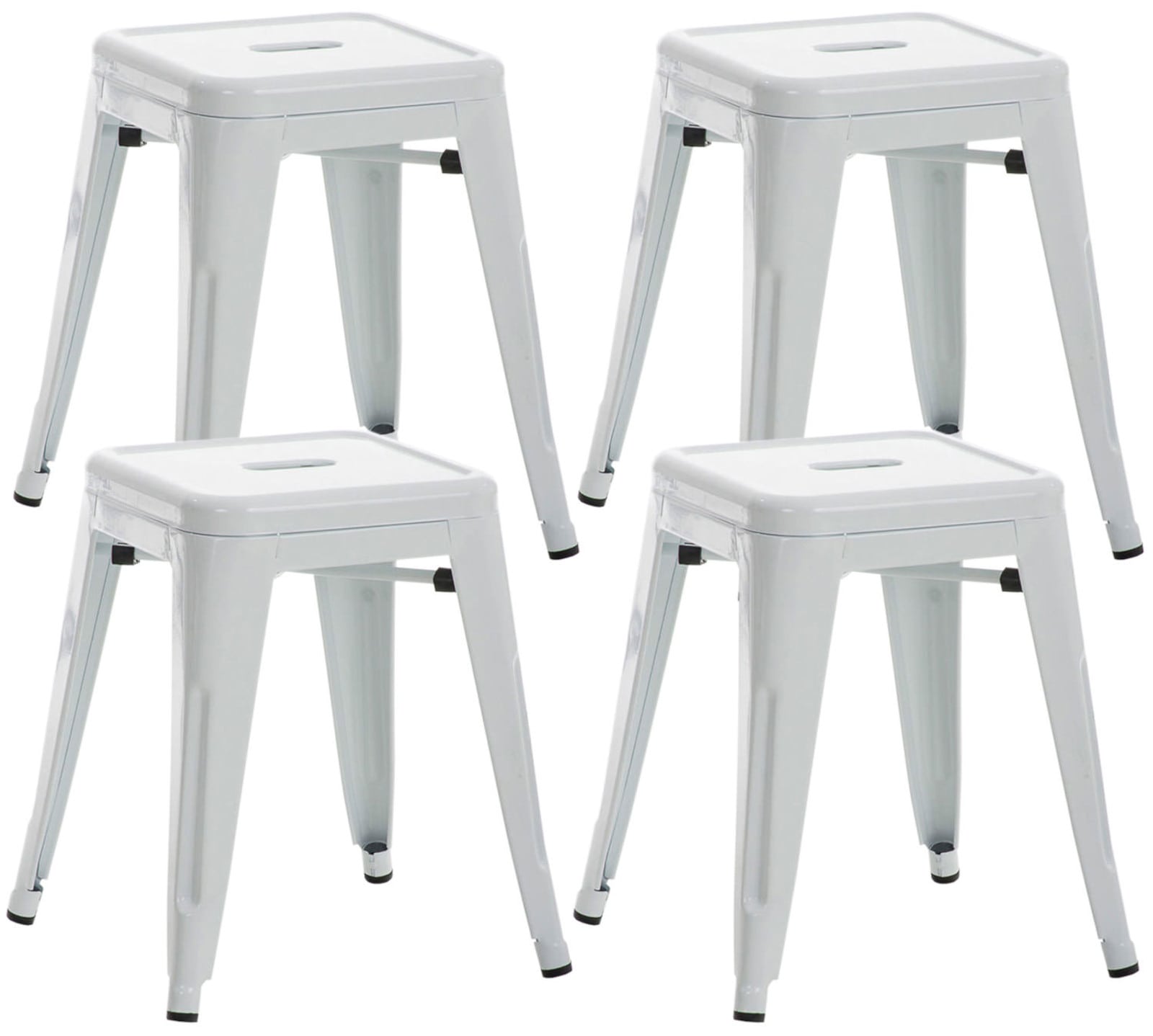 Lot de 4 tabourets bas au style industriel Armin en métal